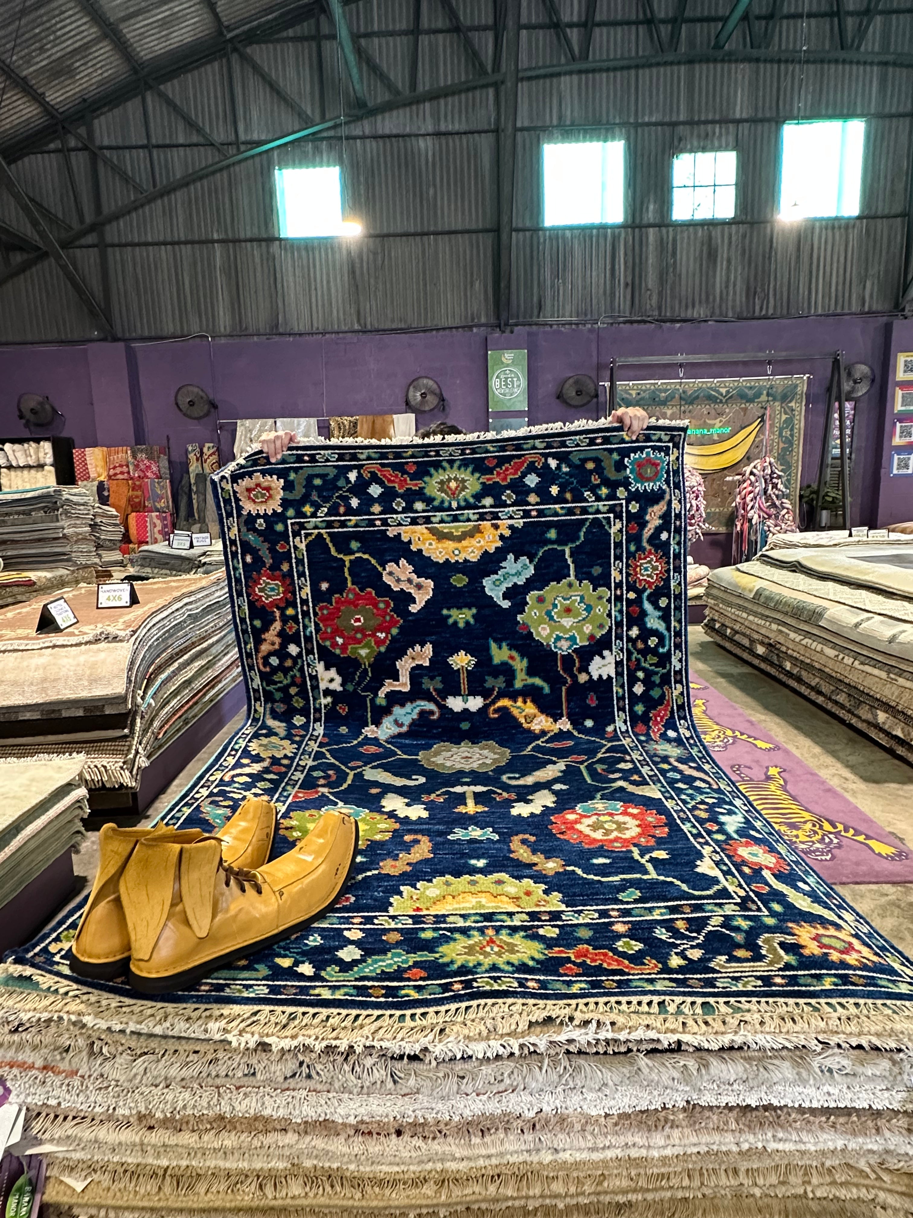 Josephine Breytspraak 4x6 Blue Hand-Knotted Oushak Rug