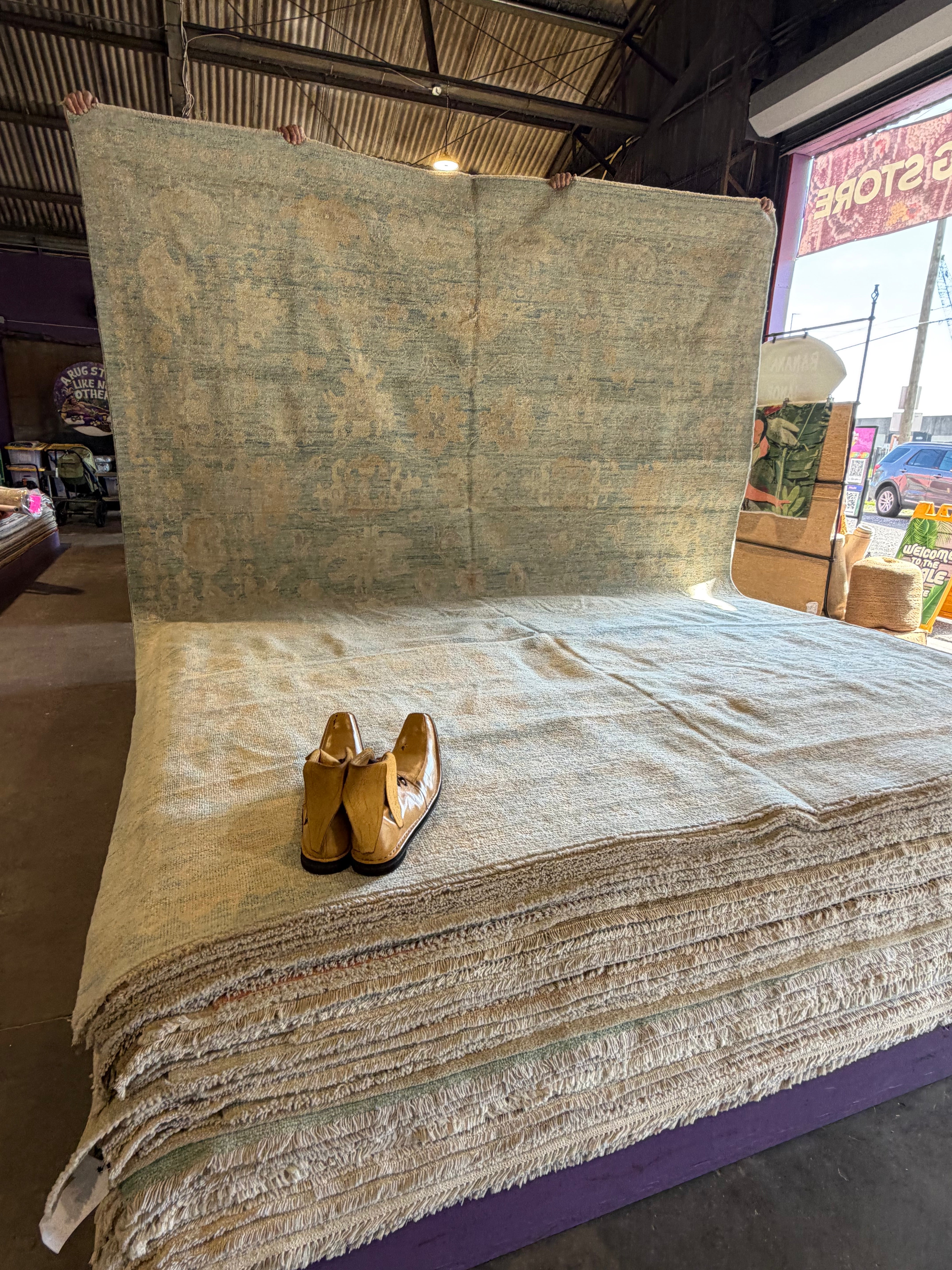 Kait Nemunaitis 9.1x11.11 Blue Afghani Whitewashed Oushak