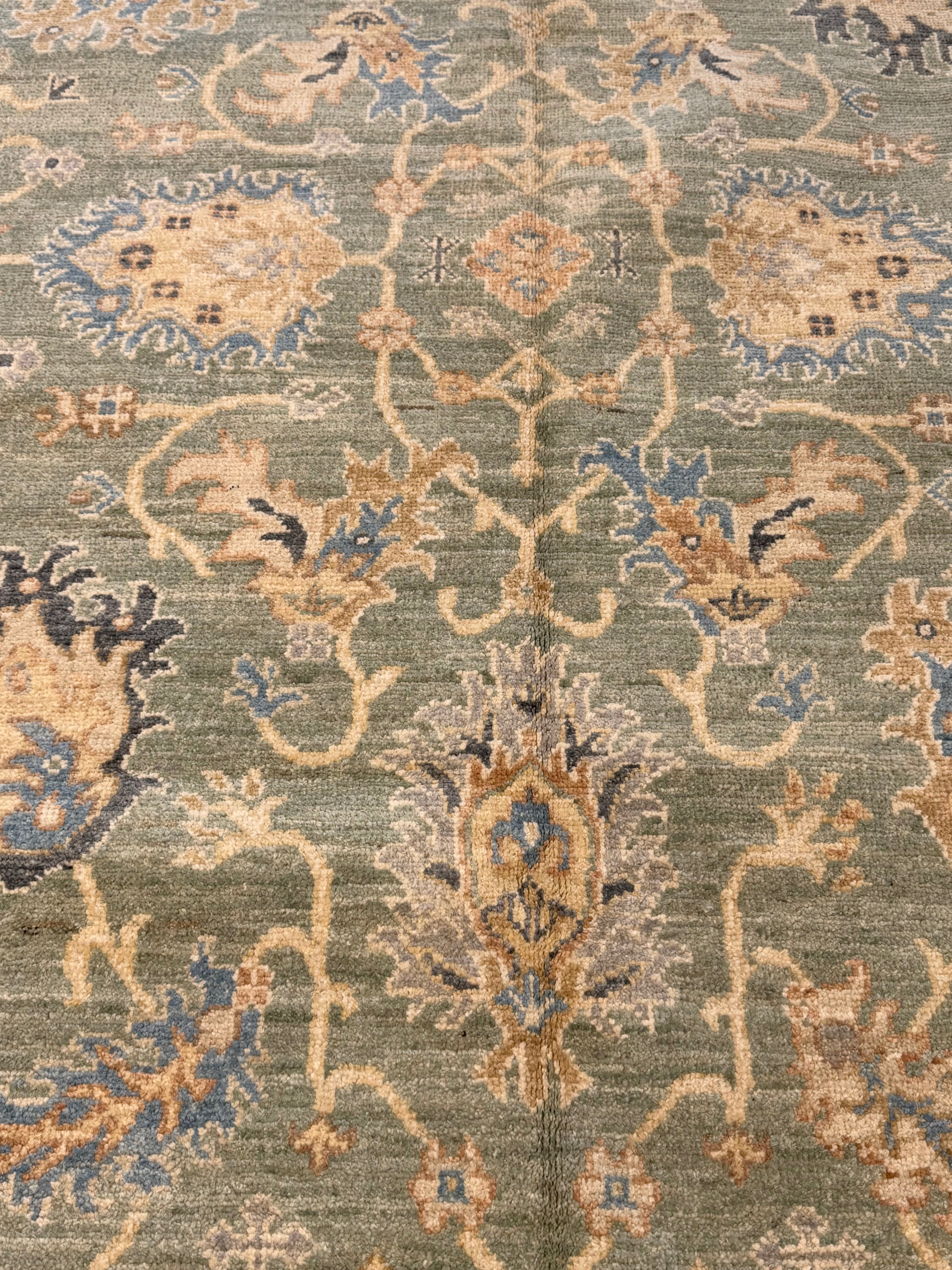 Amanda Burke 6.3x9.2 Green Afghani Whitewashed Oushak