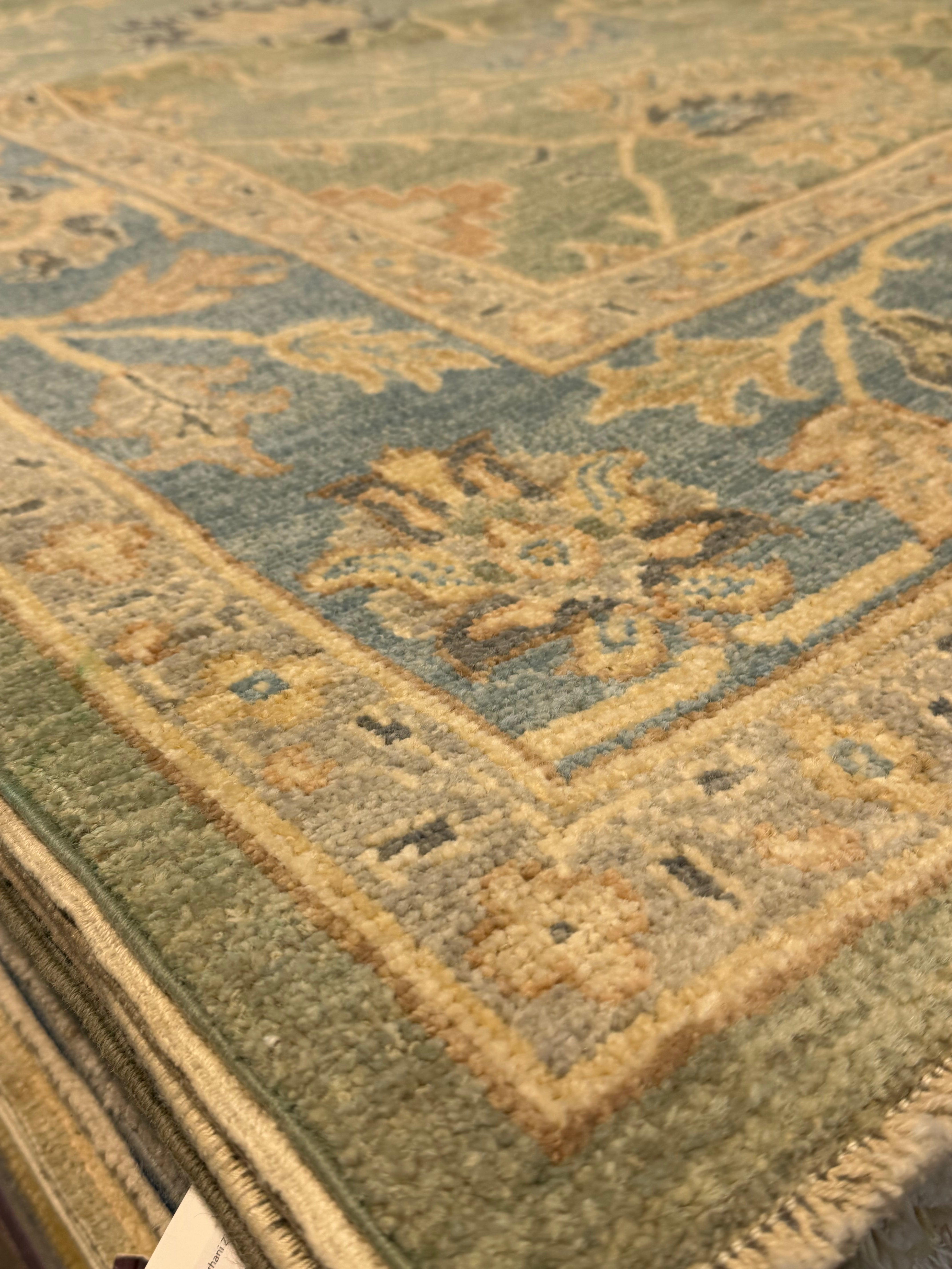 Amanda Burke 6.3x9.2 Green Afghani Whitewashed Oushak