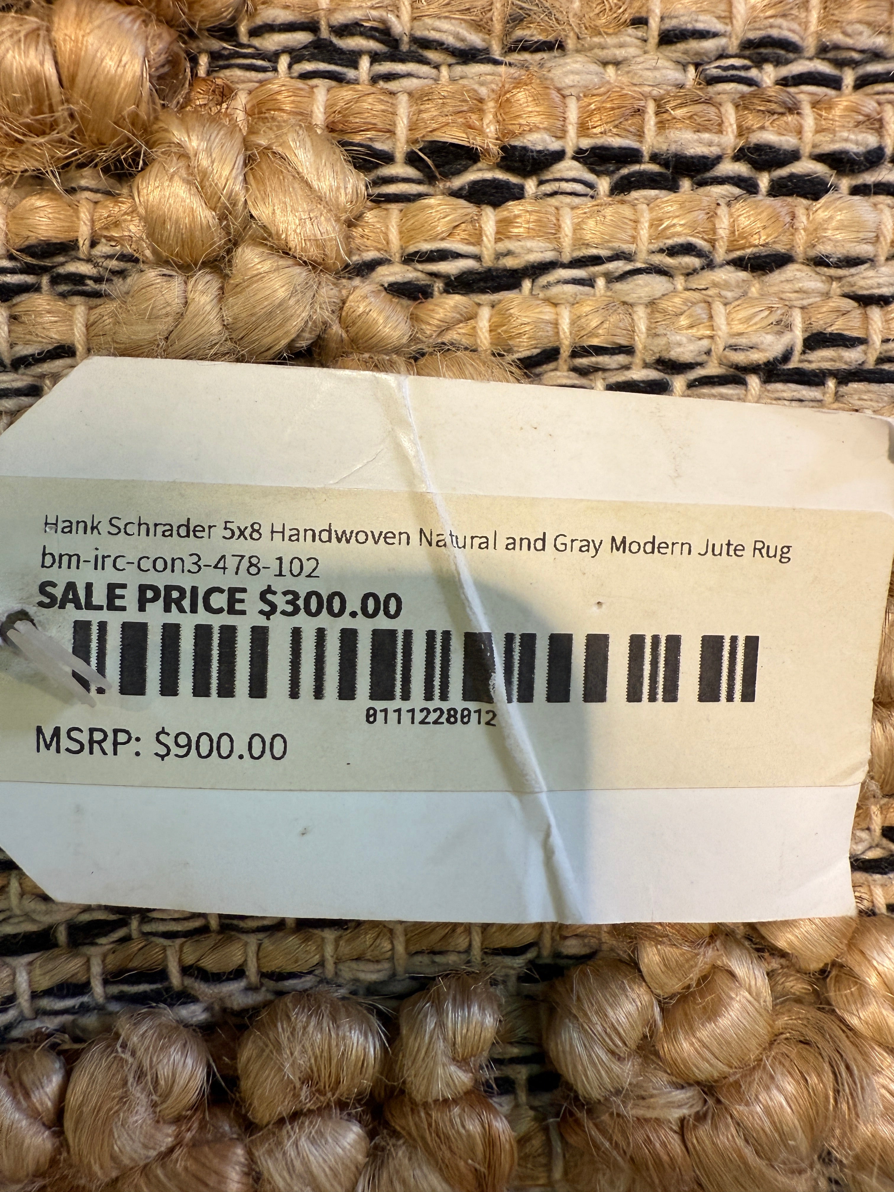 Hank Schrader 5x8 Handwoven Natural and Gray Modern Jute Rug