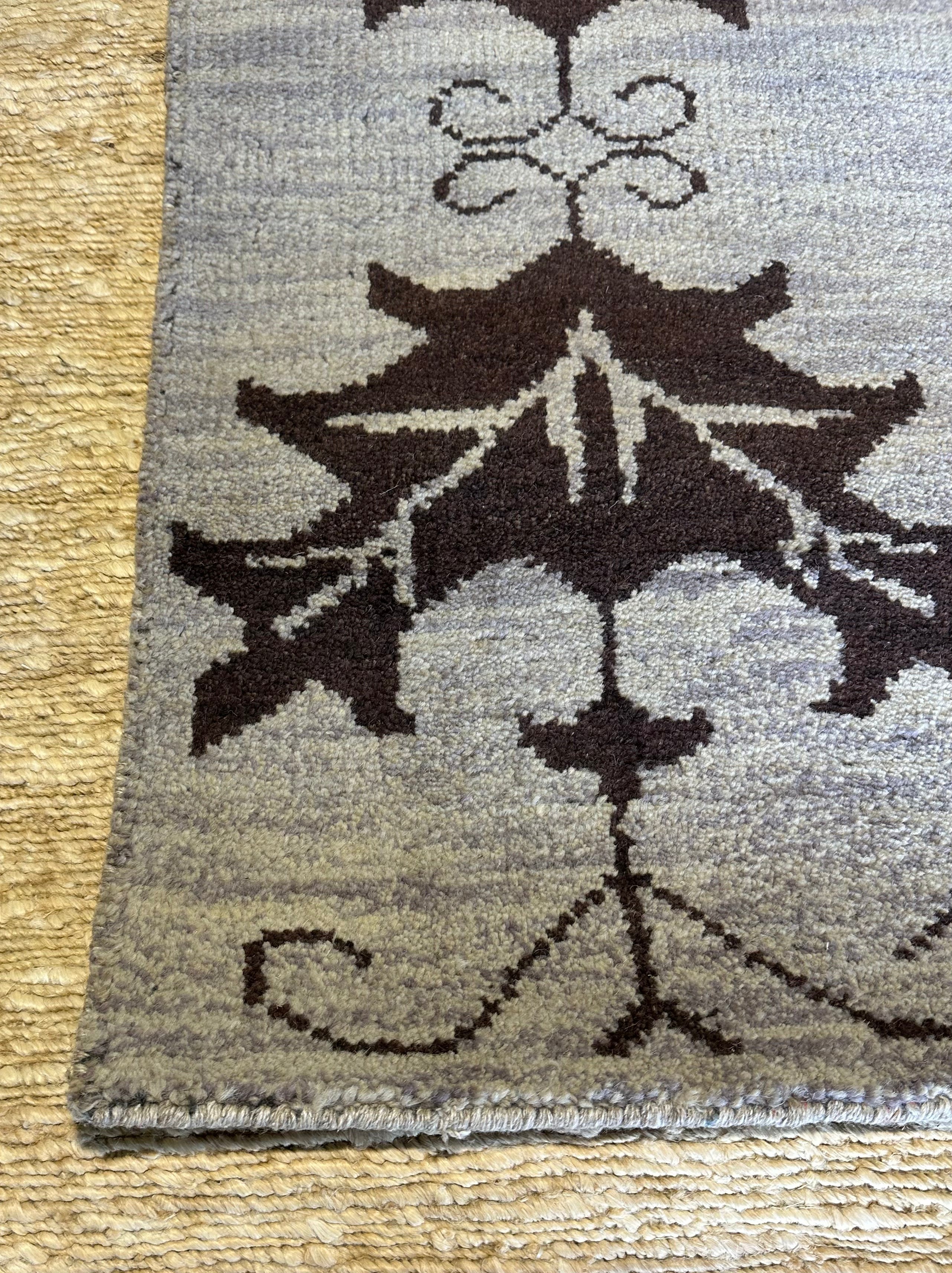 El Chido 4x11.6 Grey Hand-Knotted Modern Runner