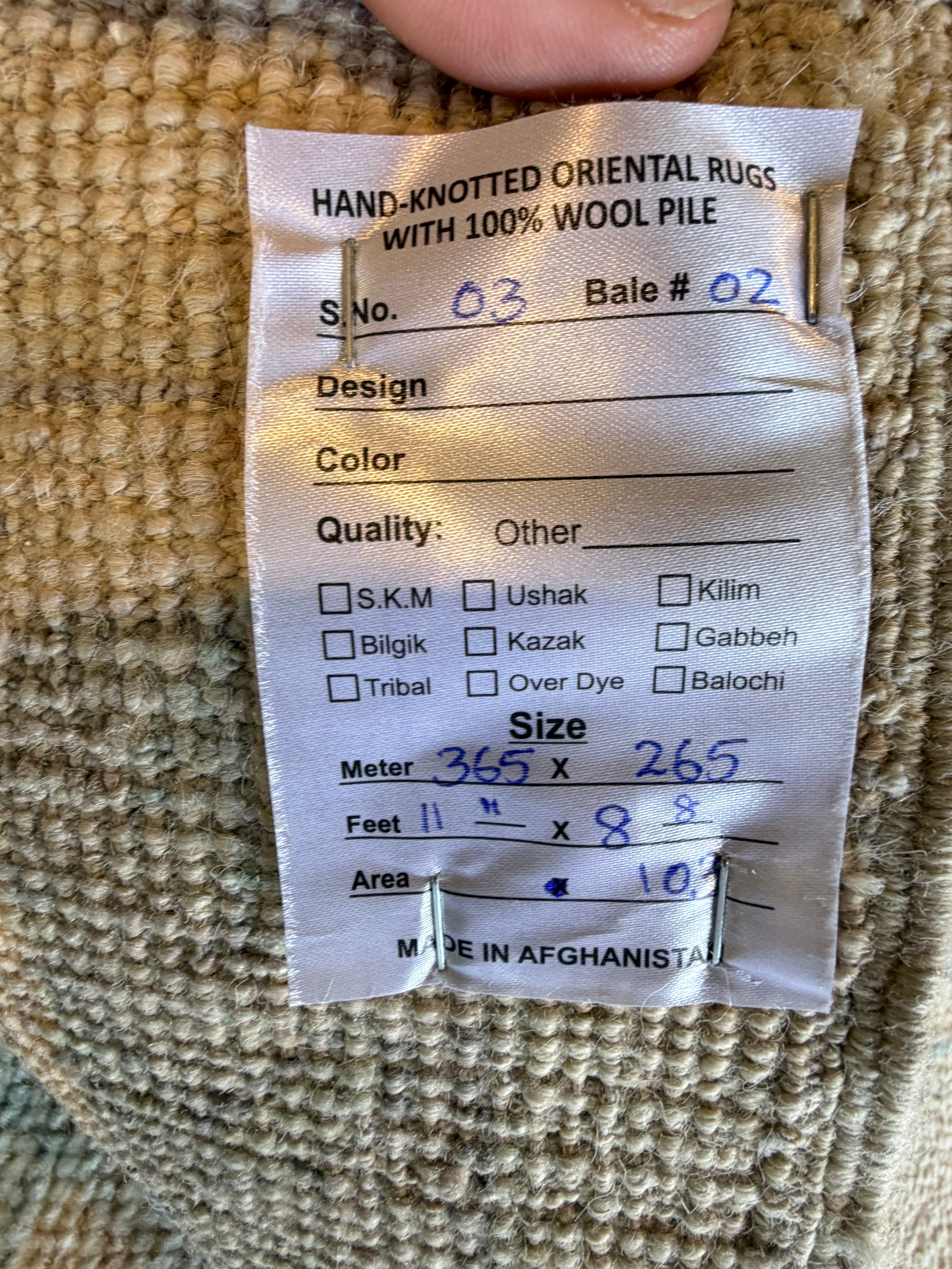 Molly Mullaney 8.8x11.11 Cream and Blue Afghani Whitewashed Oushak