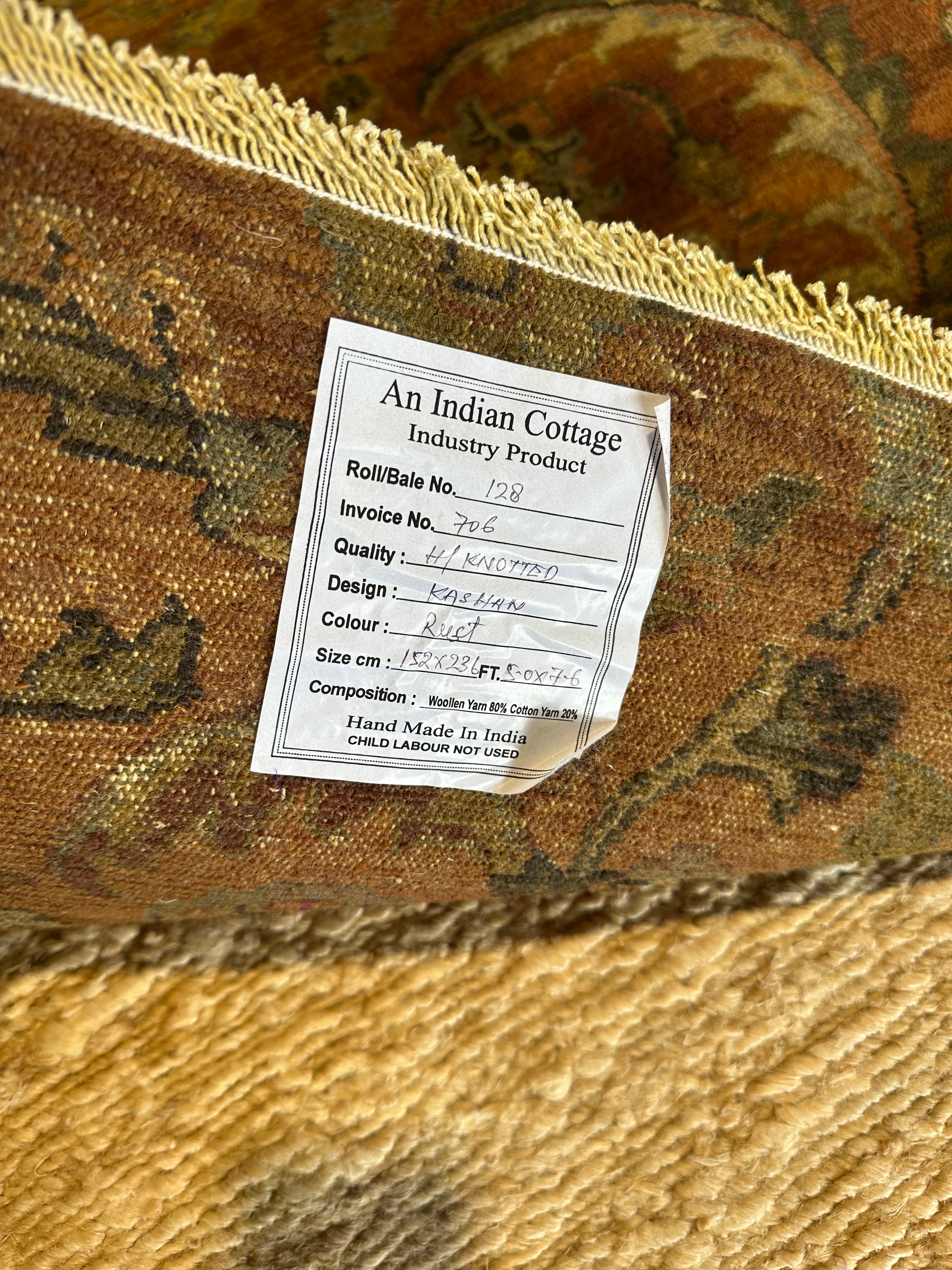Alli Reich 5x7.6 Rust Hand-Knotted Oushak Rug