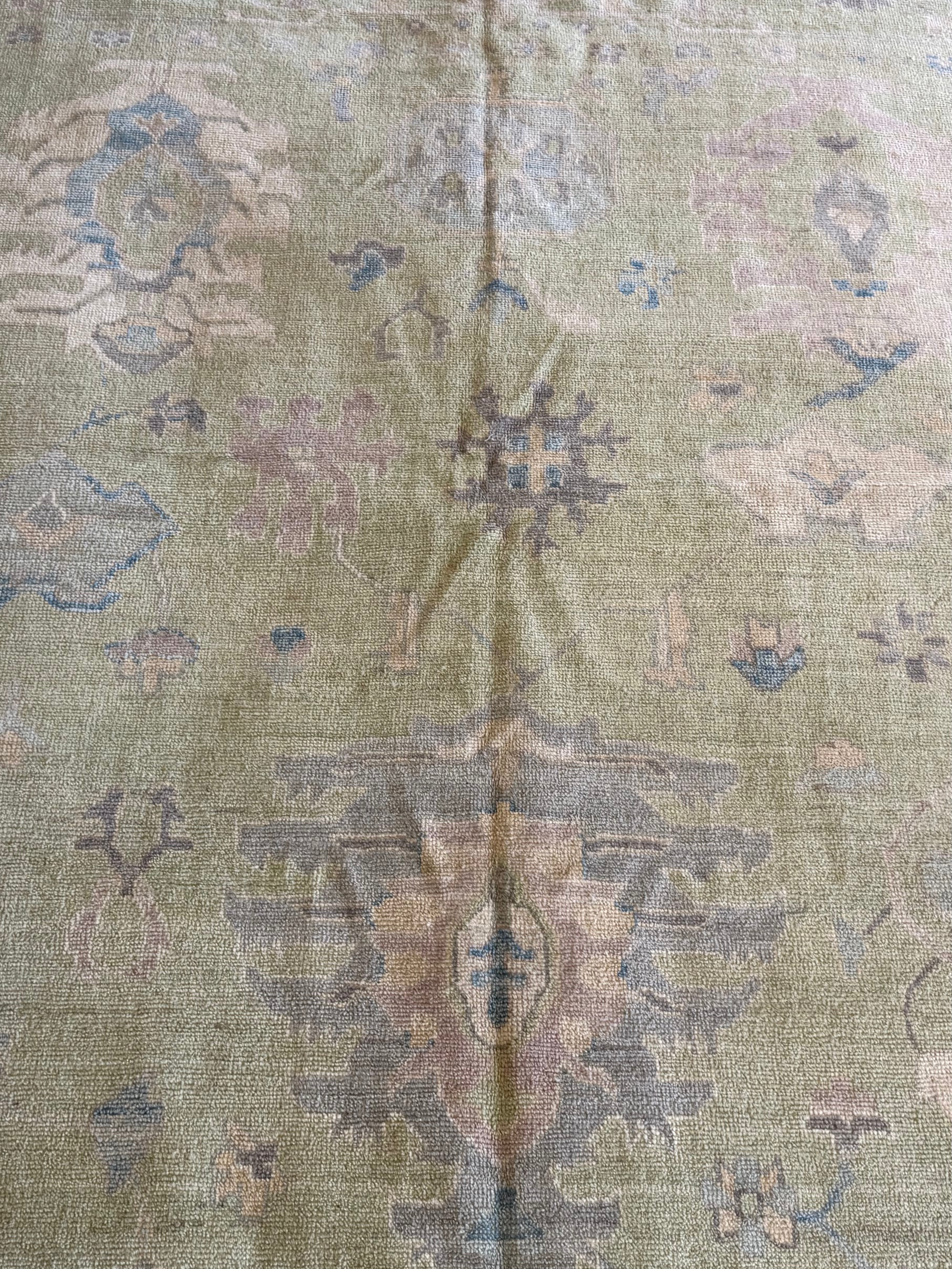 Brittany Dodson 9.10x13.8 Green Afghani Whitewashed Oushak