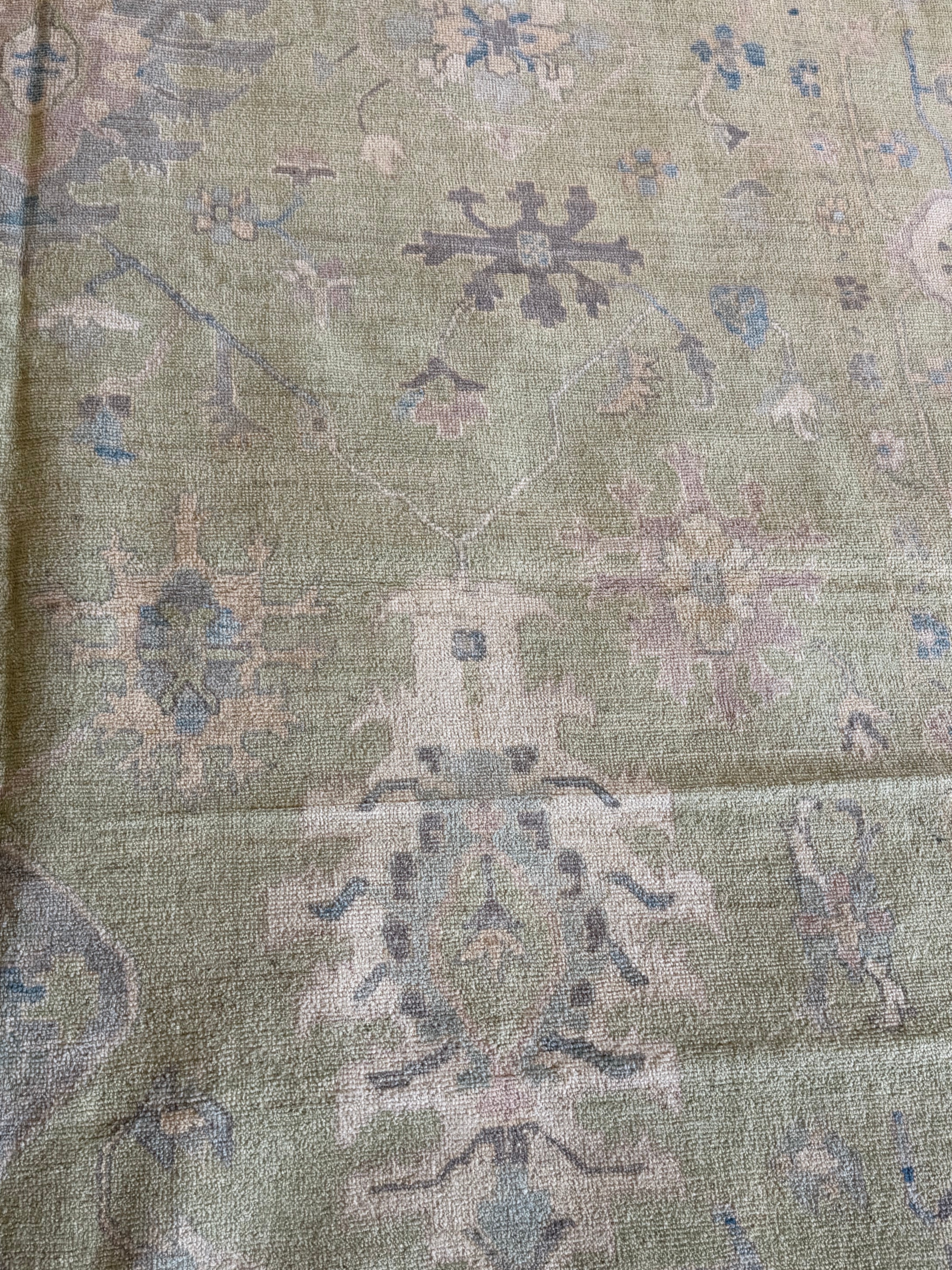 Brittany Dodson 9.10x13.8 Green Afghani Whitewashed Oushak