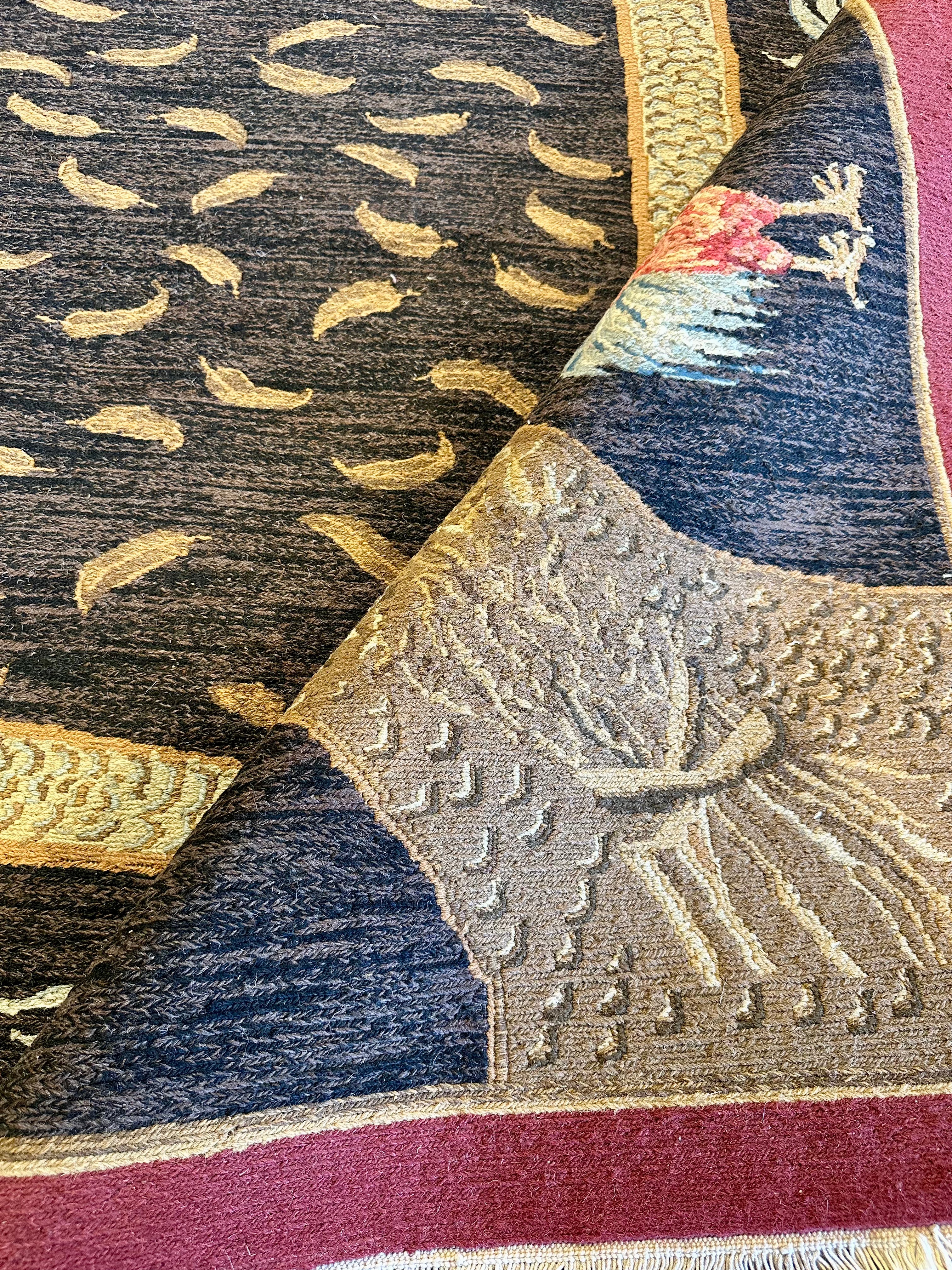 French Market Cock of the Rock Handwoven Soumak Rooster Rug (Multiple Sizes) CLEARANCE