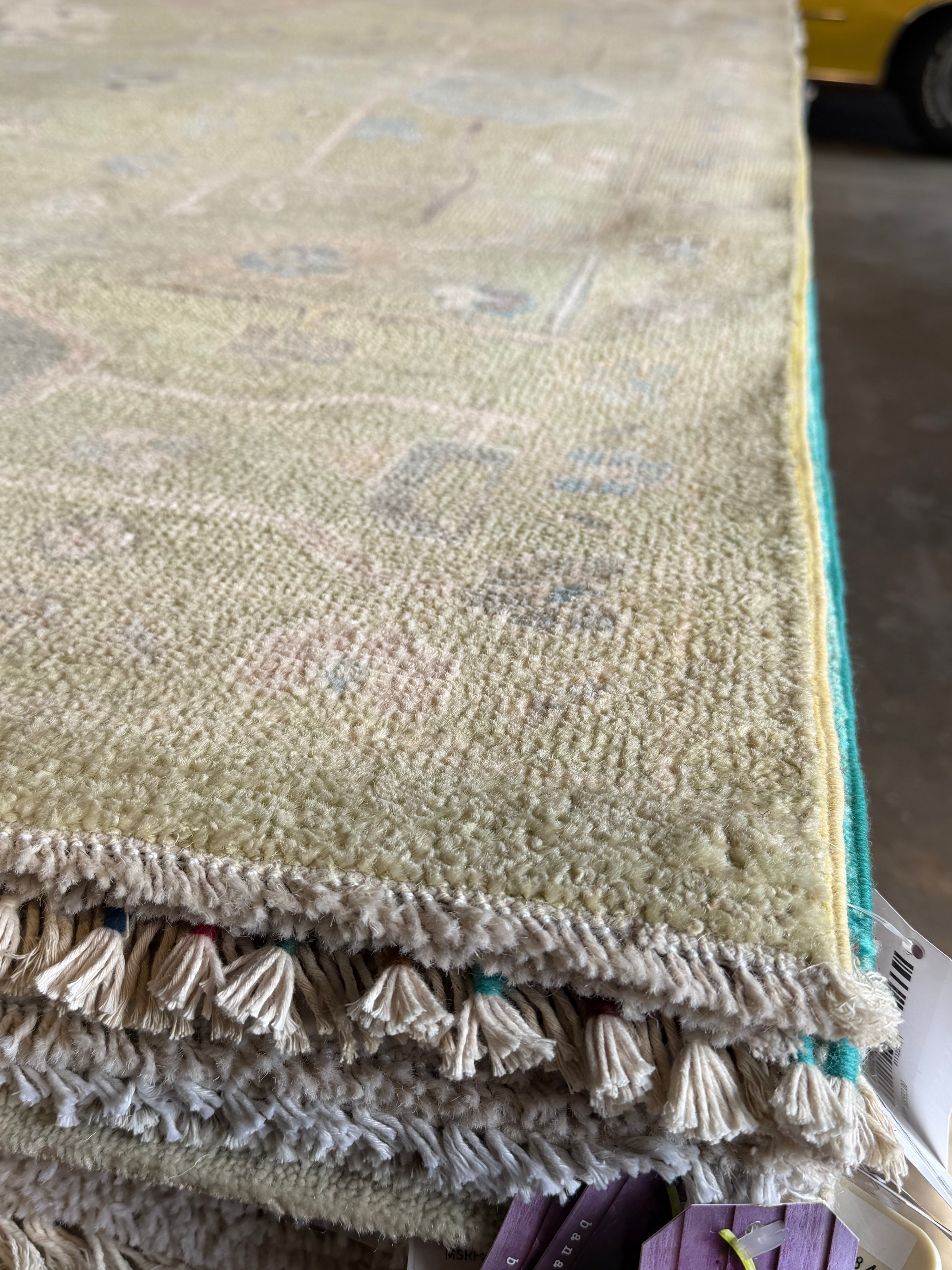 Brittany Dodson 9.10x13.8 Green Afghani Whitewashed Oushak