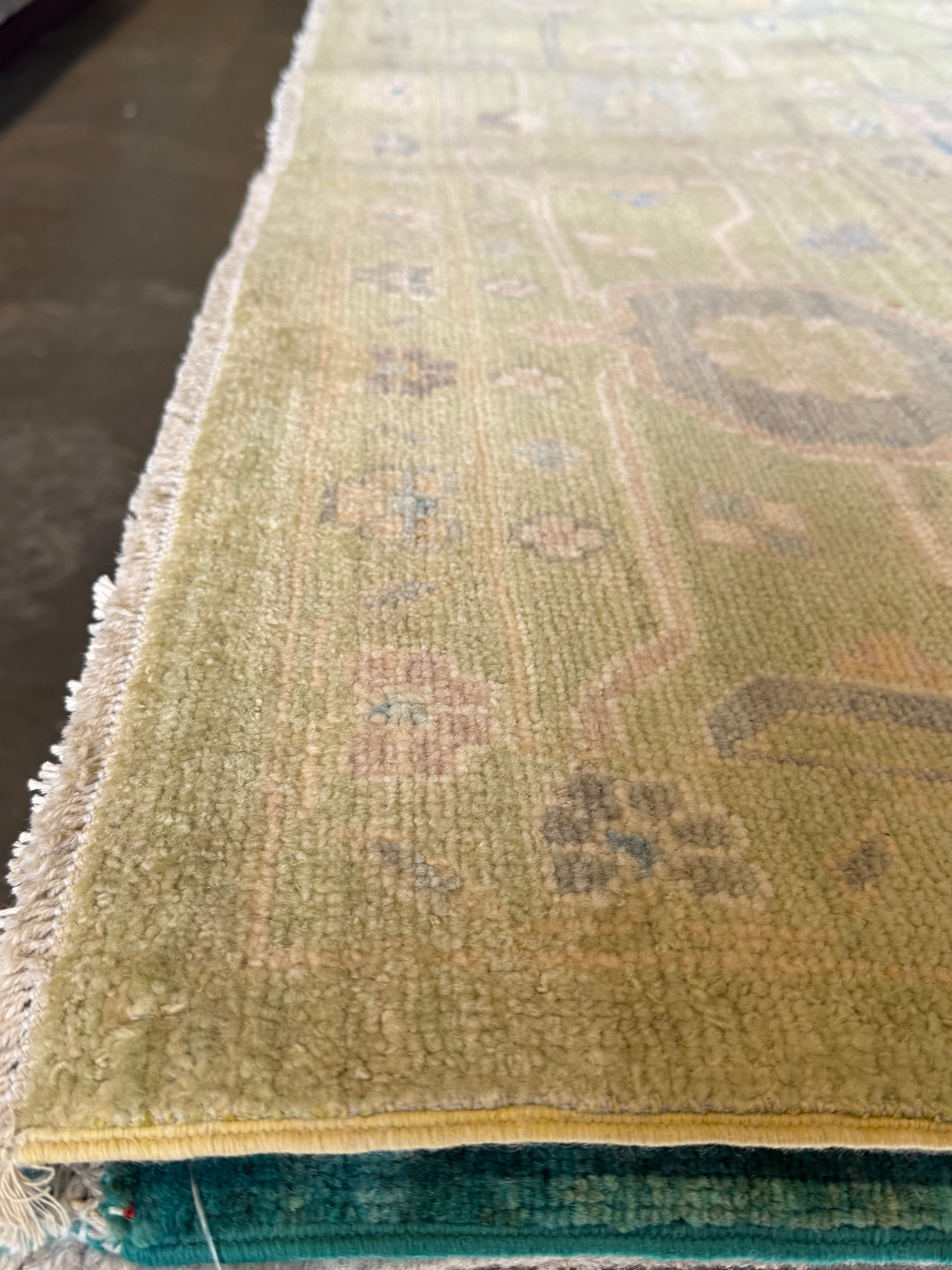 Brittany Dodson 9.10x13.8 Green Afghani Whitewashed Oushak