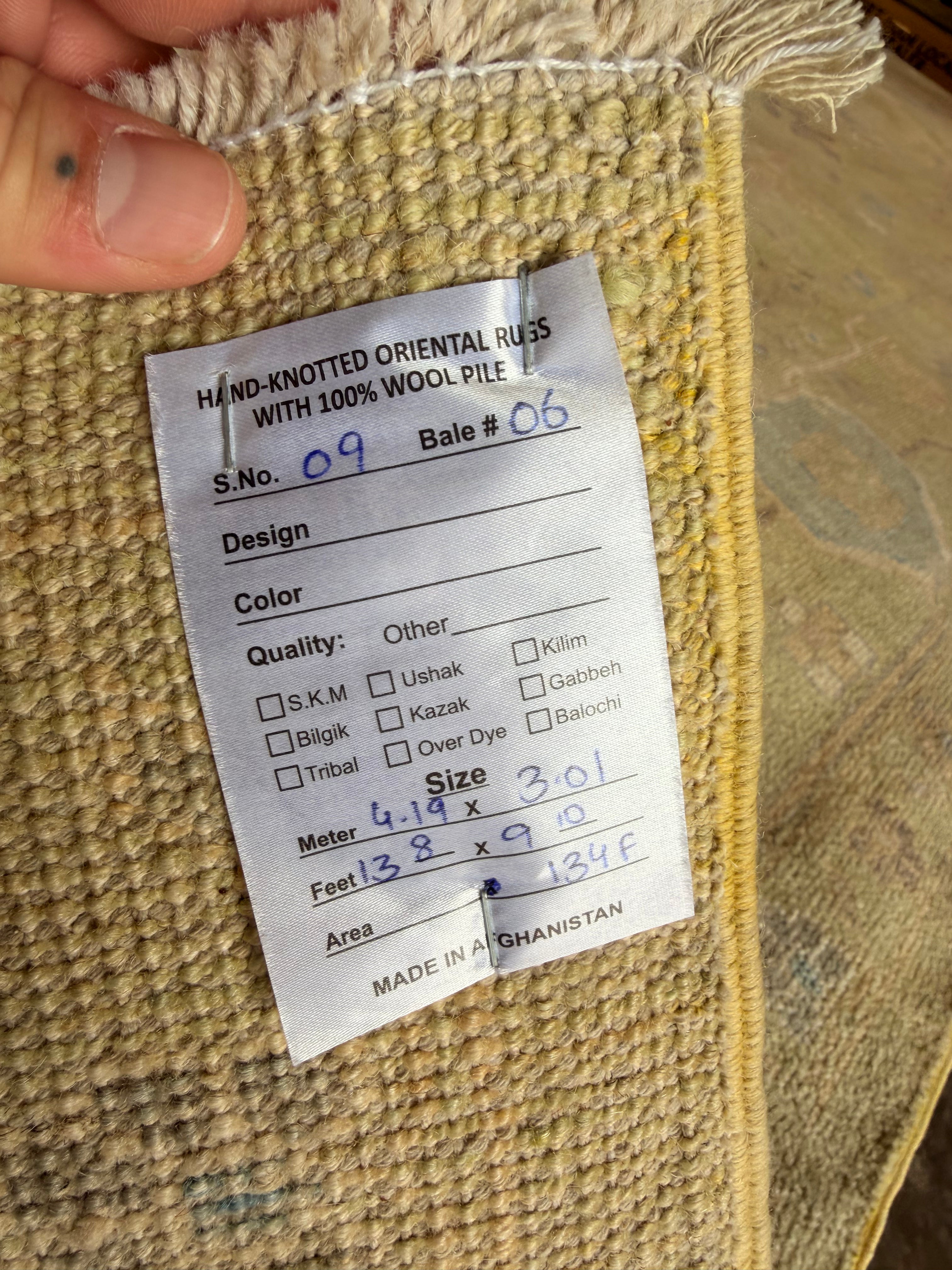 Brittany Dodson 9.10x13.8 Green Afghani Whitewashed Oushak