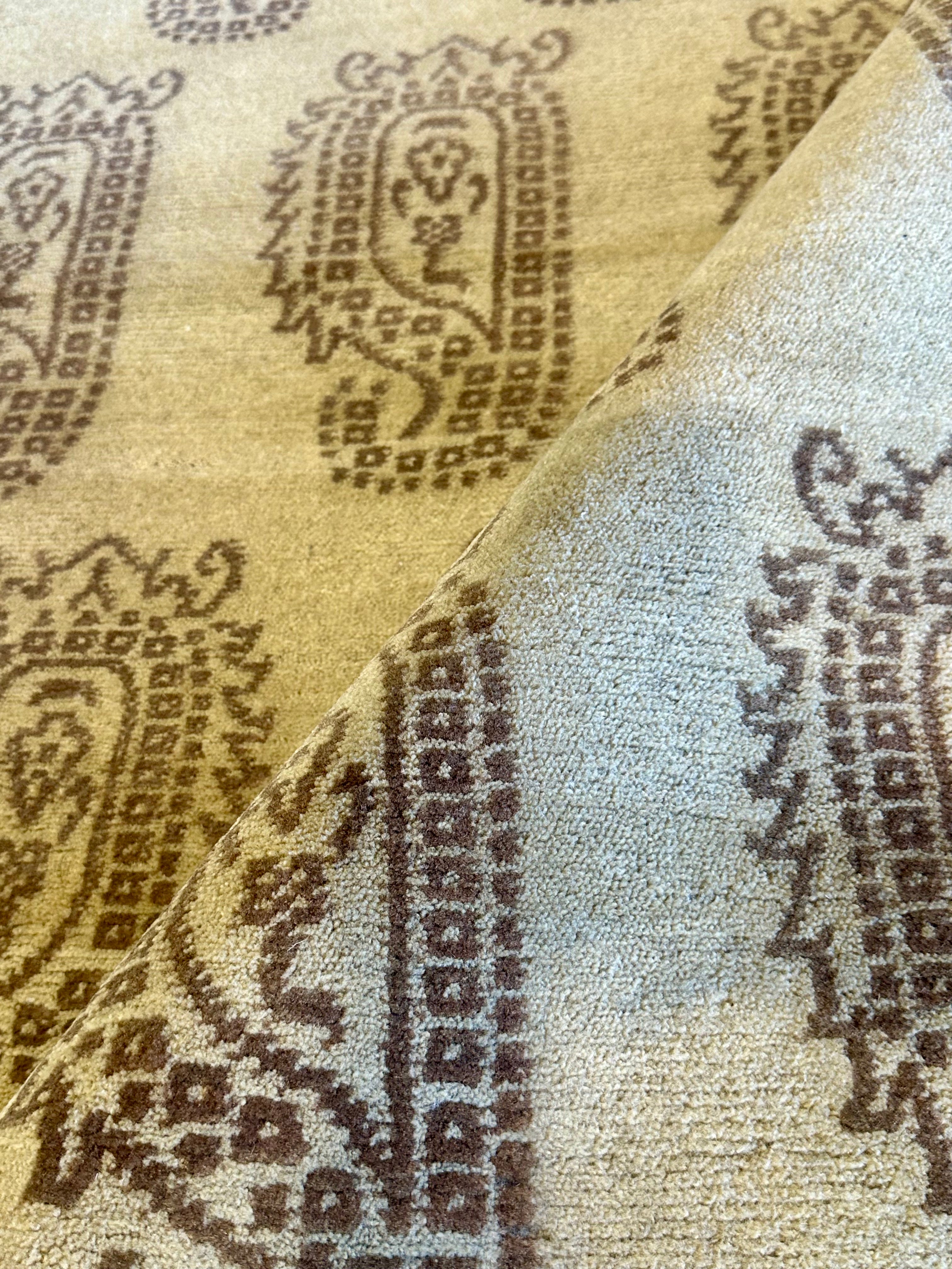 Howard Sims 10x13.9 Hand-Knotted Modern Lichi Rug Tan and Brown