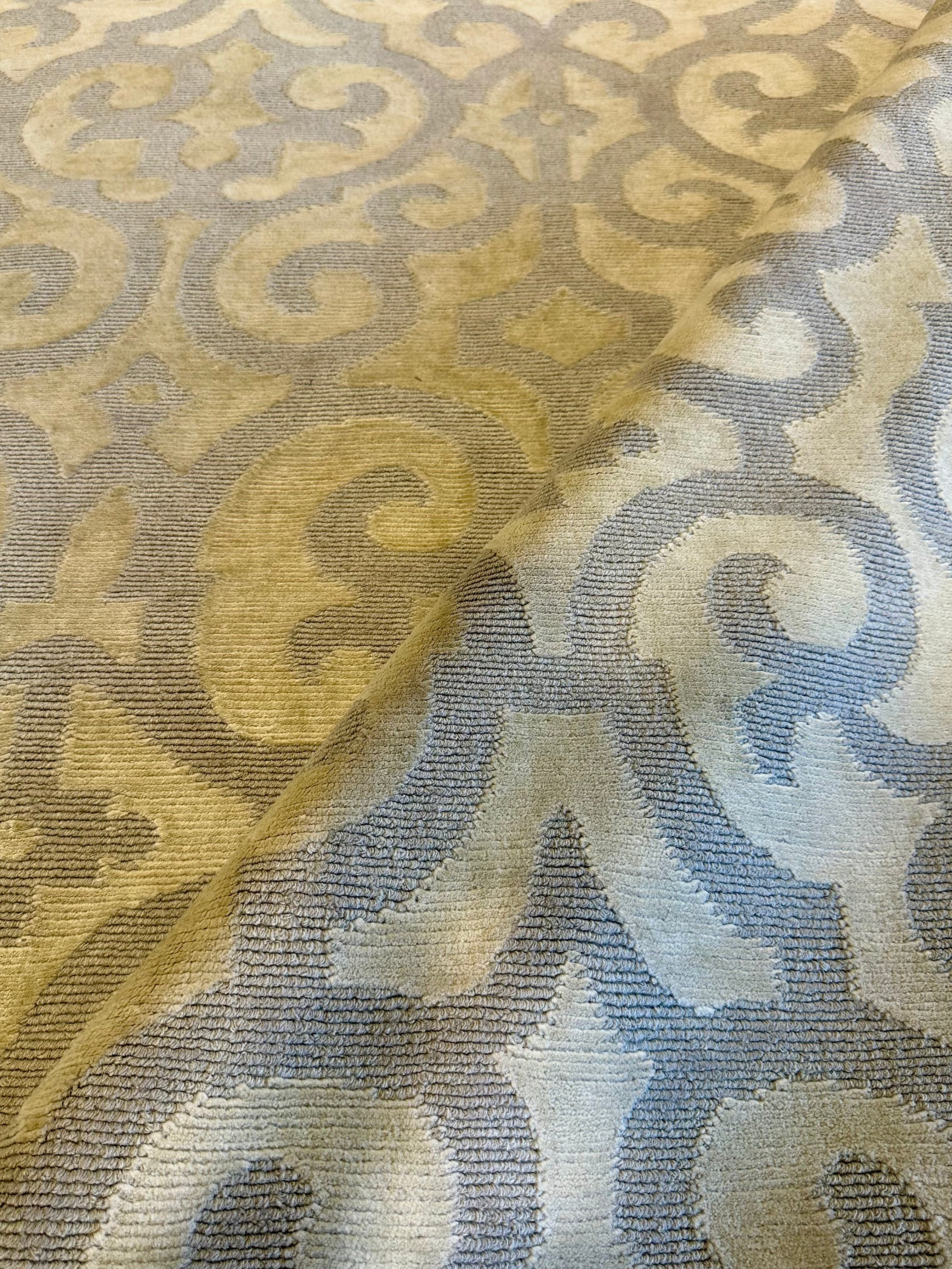 Bunny 10x13.9 Beige and Tan Hand-Knotted Tibetan Rug