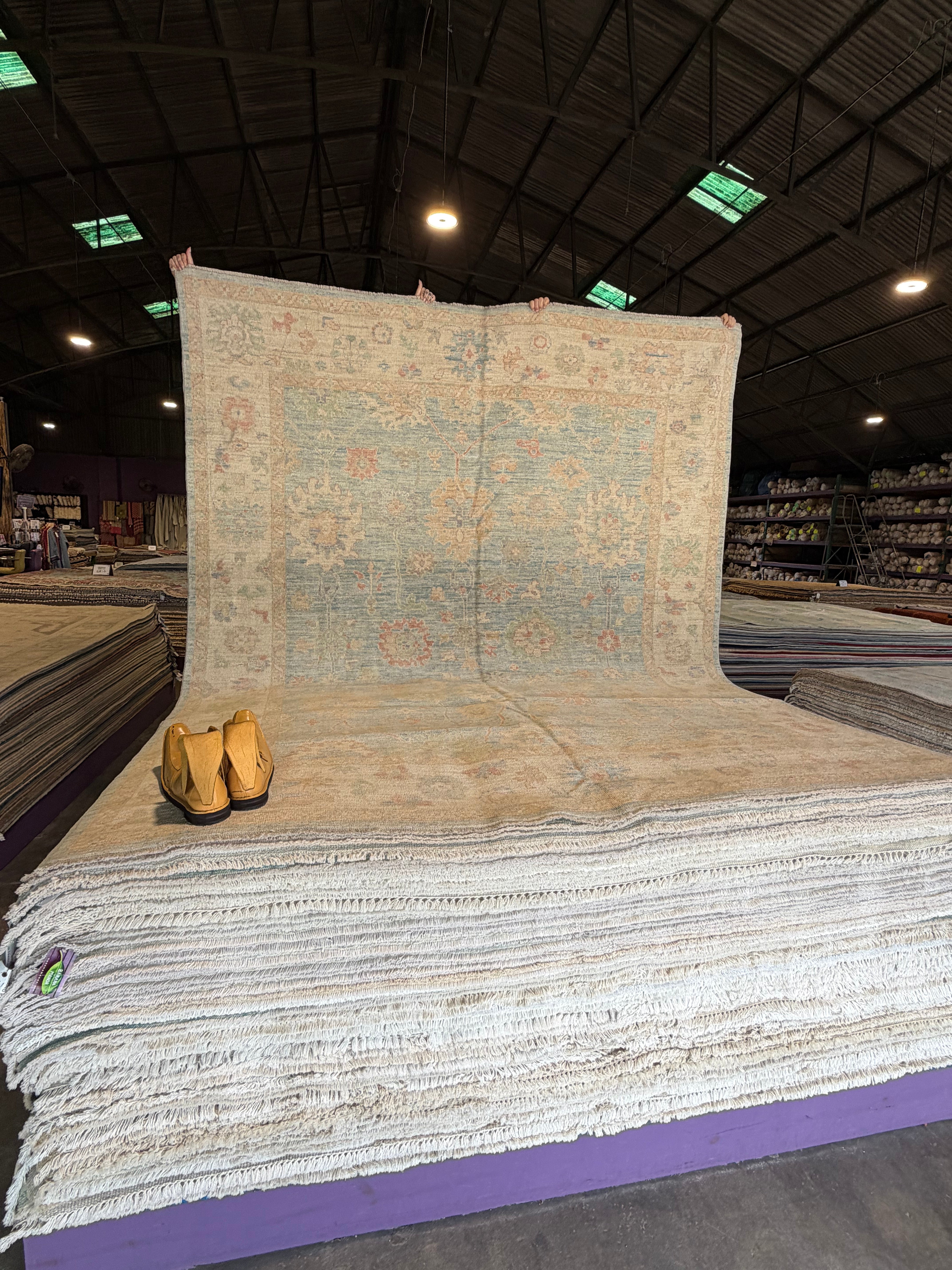 Lauren O'Brien 7.11x9.10 Blue Afghani Whitewashed Oushak