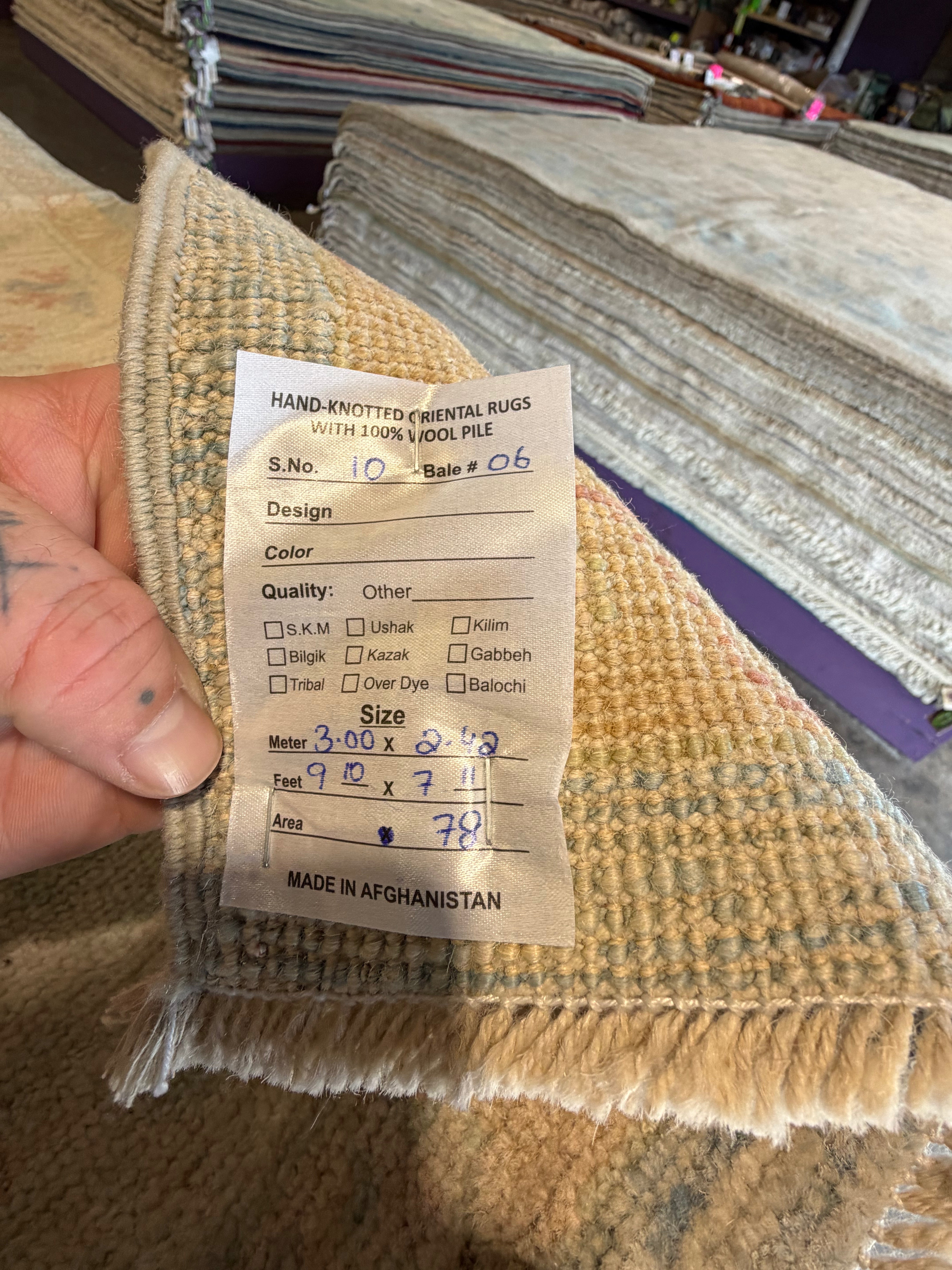 Lauren O'Brien 7.11x9.10 Blue Afghani Whitewashed Oushak