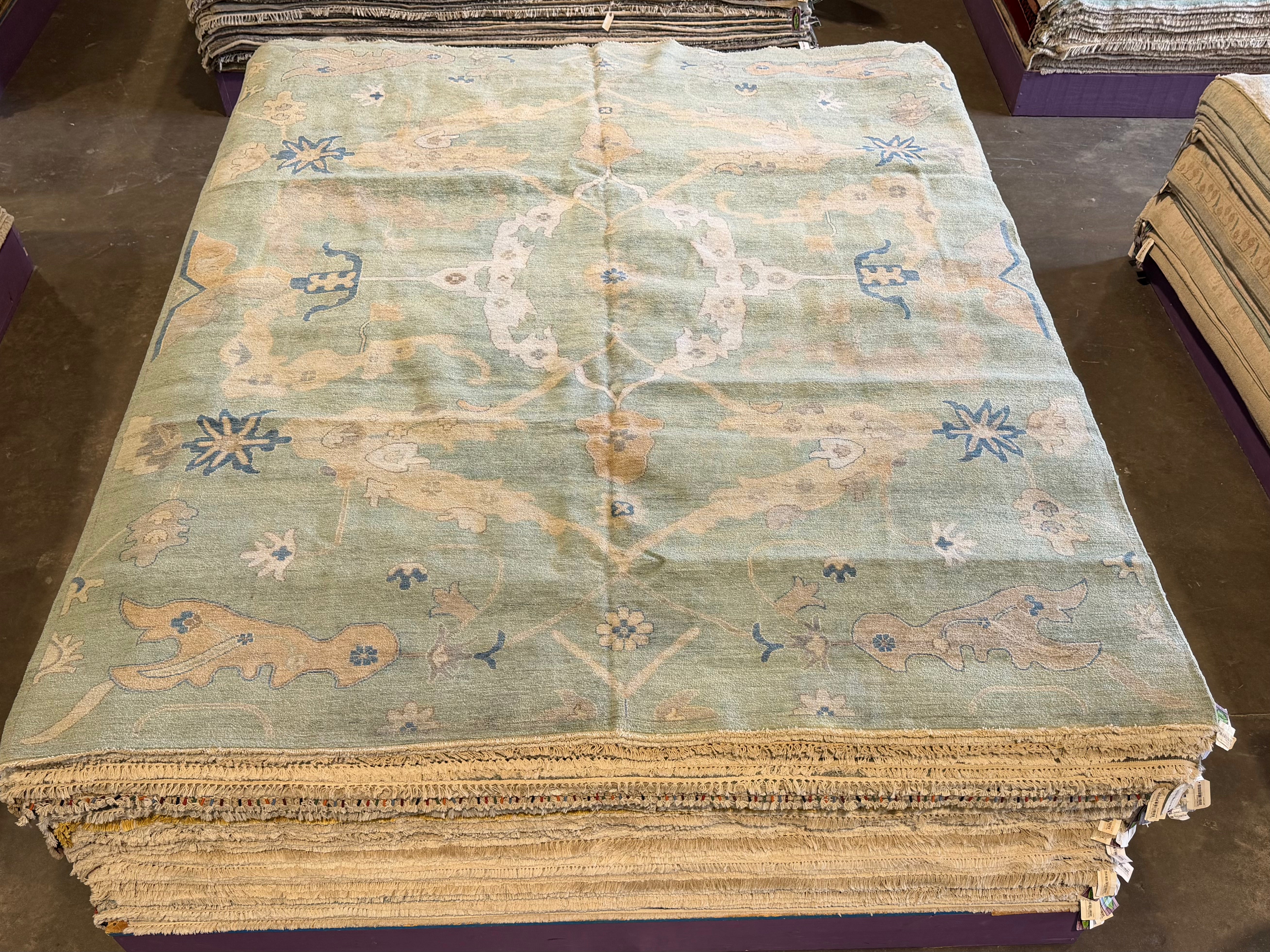 Christine Hamilton 9x12 Green Afghani Whitewashed Oushak