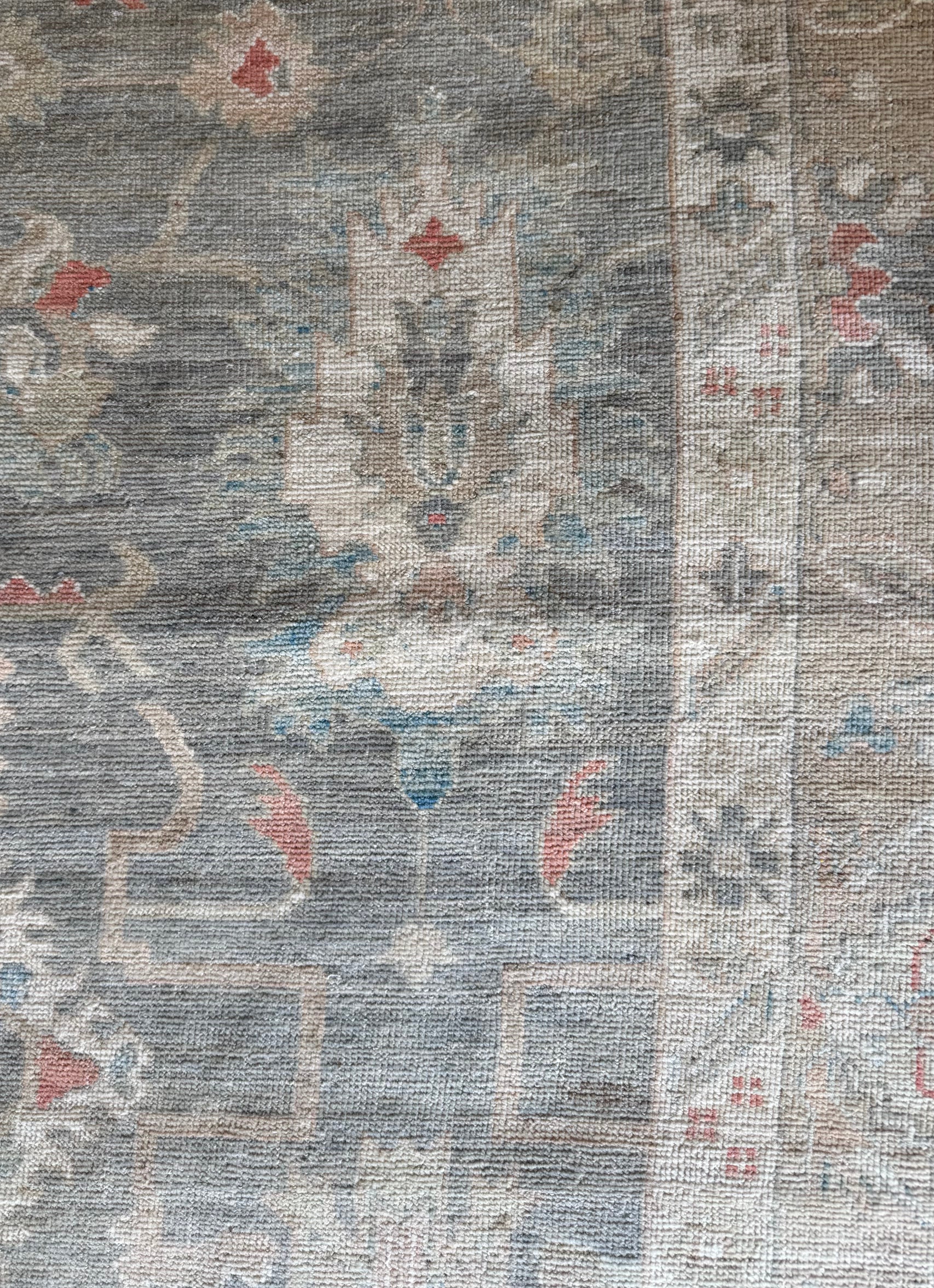 Shabana Azeez 9.2x11.11 Grey Whitewashed Afghani Oushak