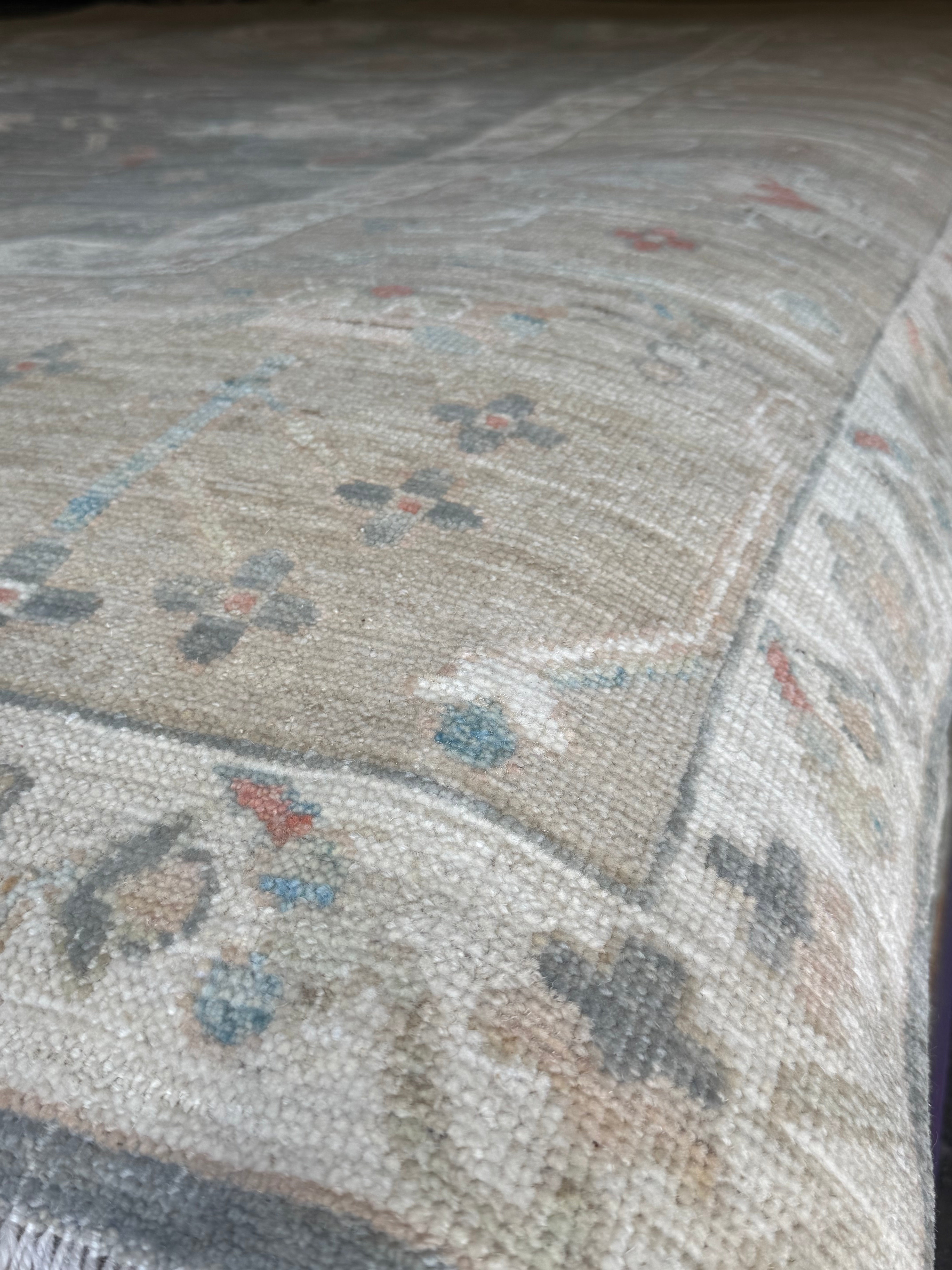 Shabana Azeez 9.2x11.11 Grey Whitewashed Afghani Oushak