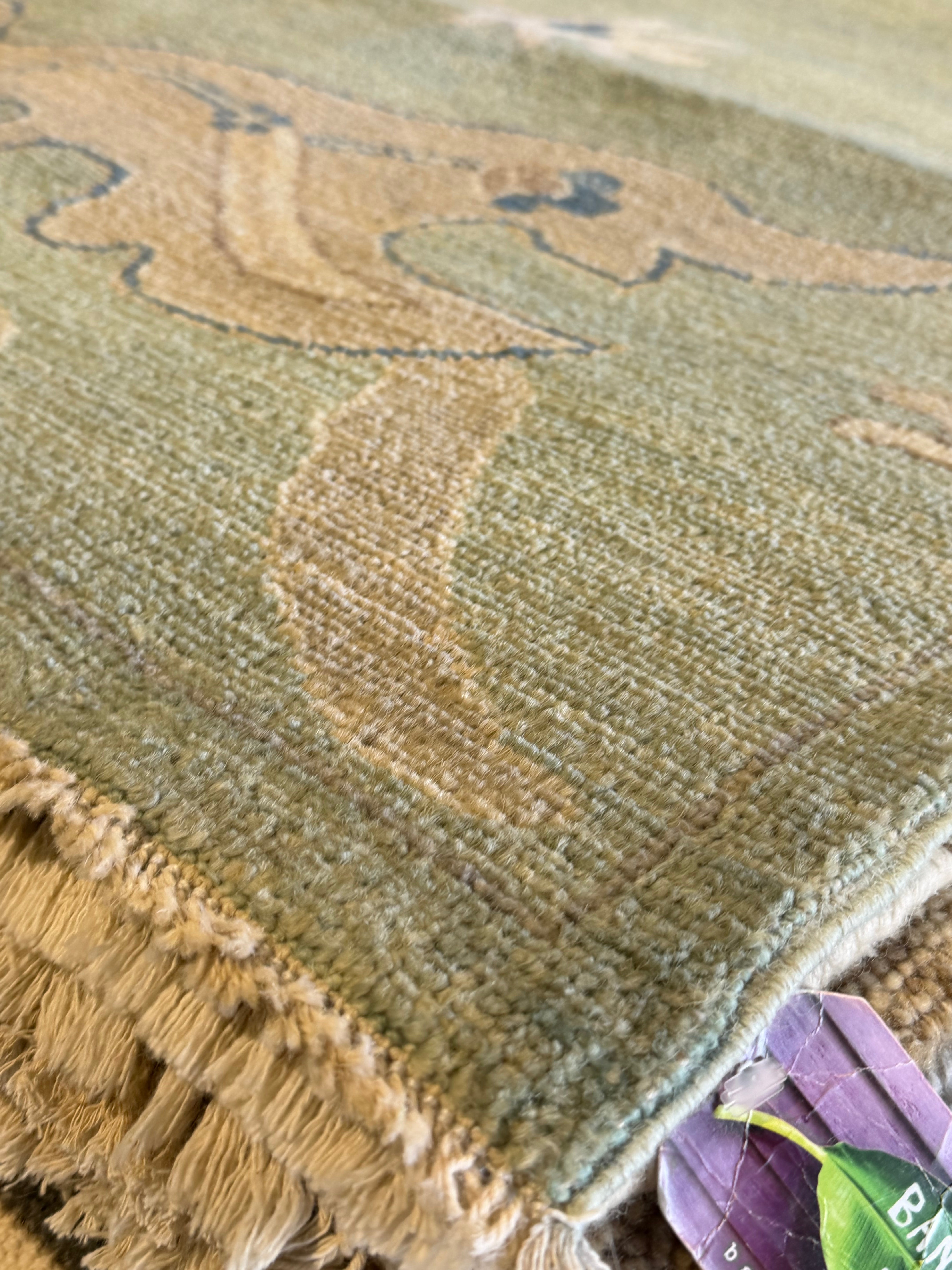 Christine Hamilton 9x12 Green Afghani Whitewashed Oushak
