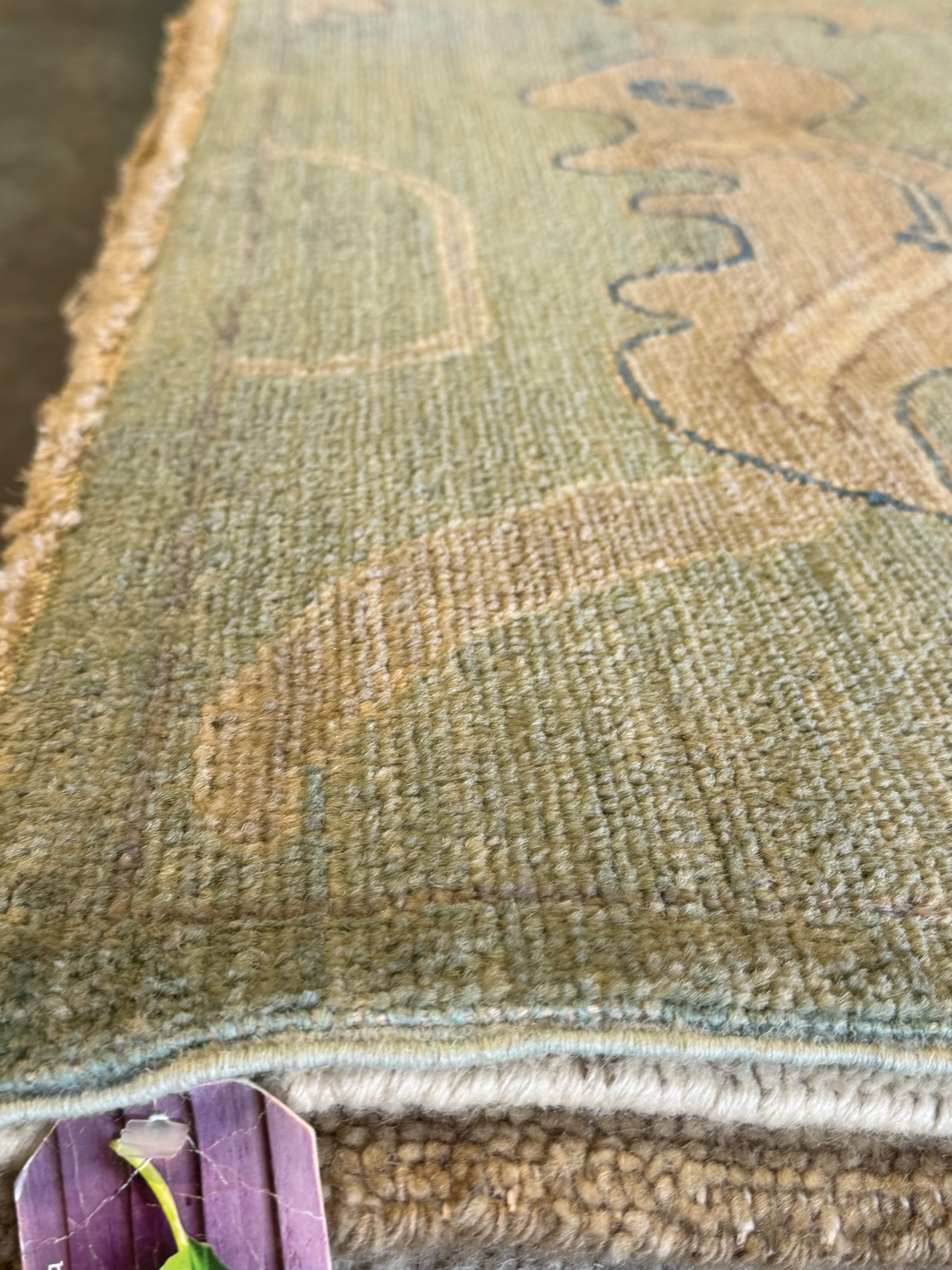 Christine Hamilton 9x12 Green Afghani Whitewashed Oushak