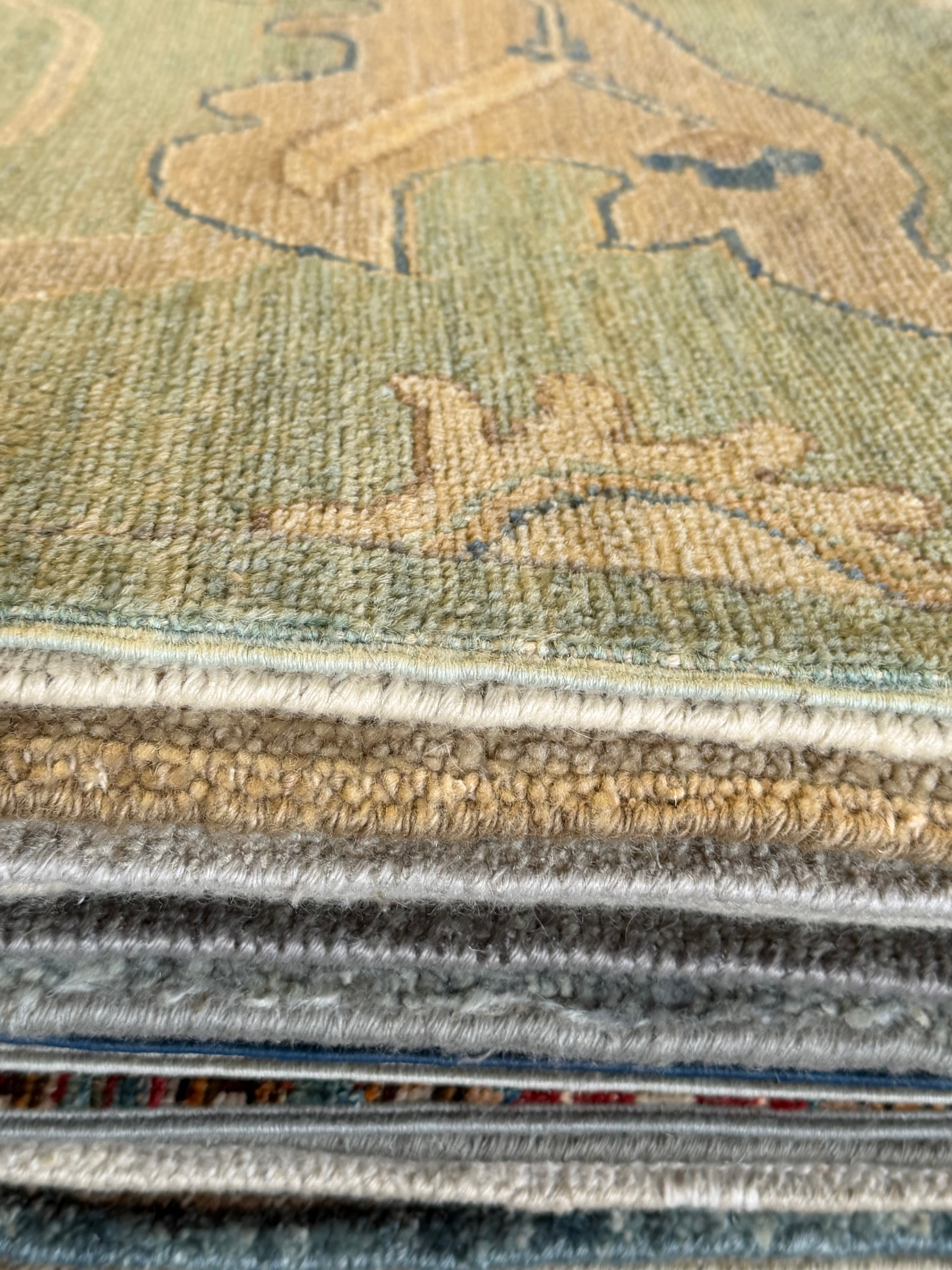 Christine Hamilton 9x12 Green Afghani Whitewashed Oushak