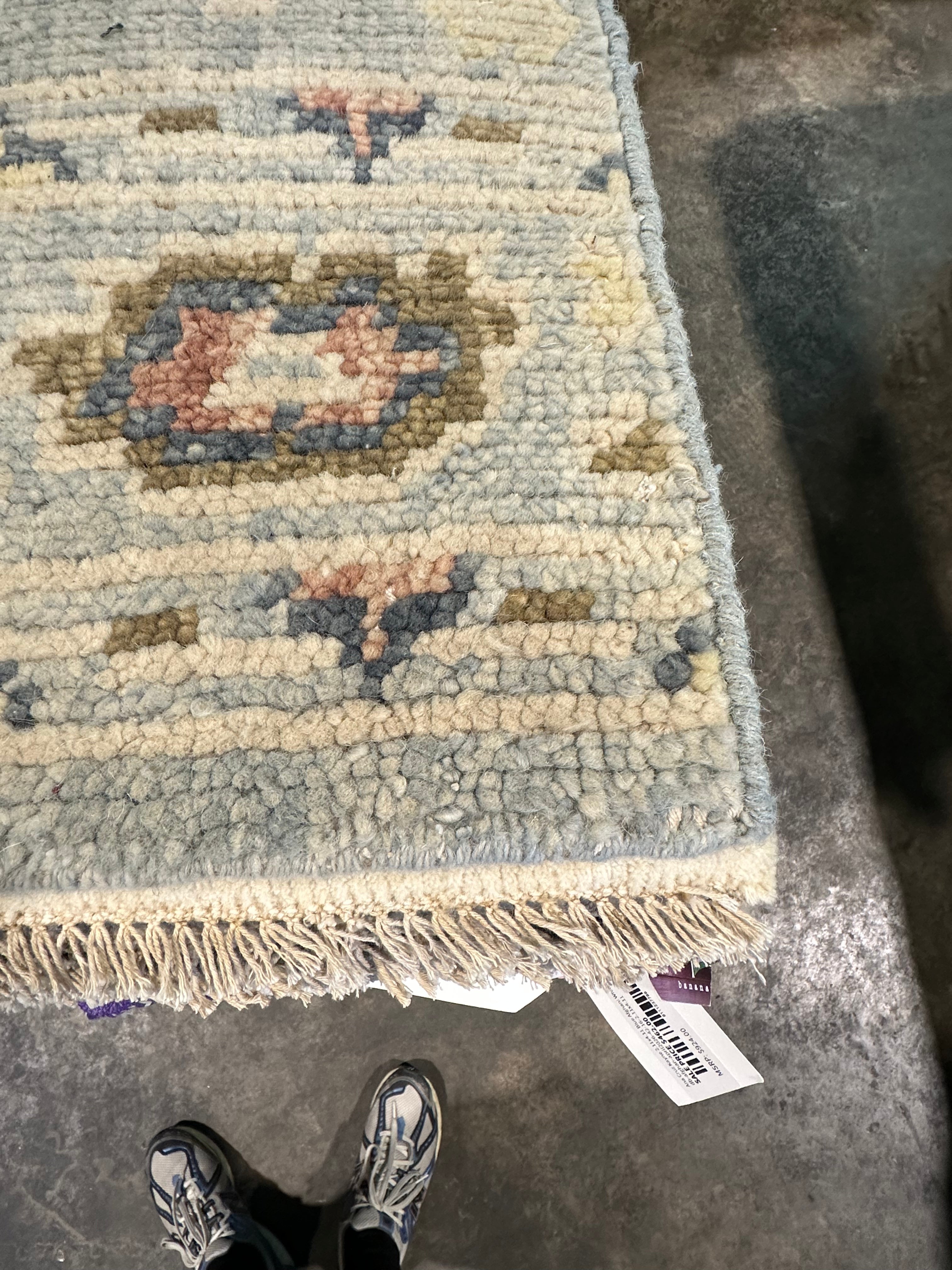 Martha Boyht 2.6x5 Light Blue Hand-Knotted Oushak Rug