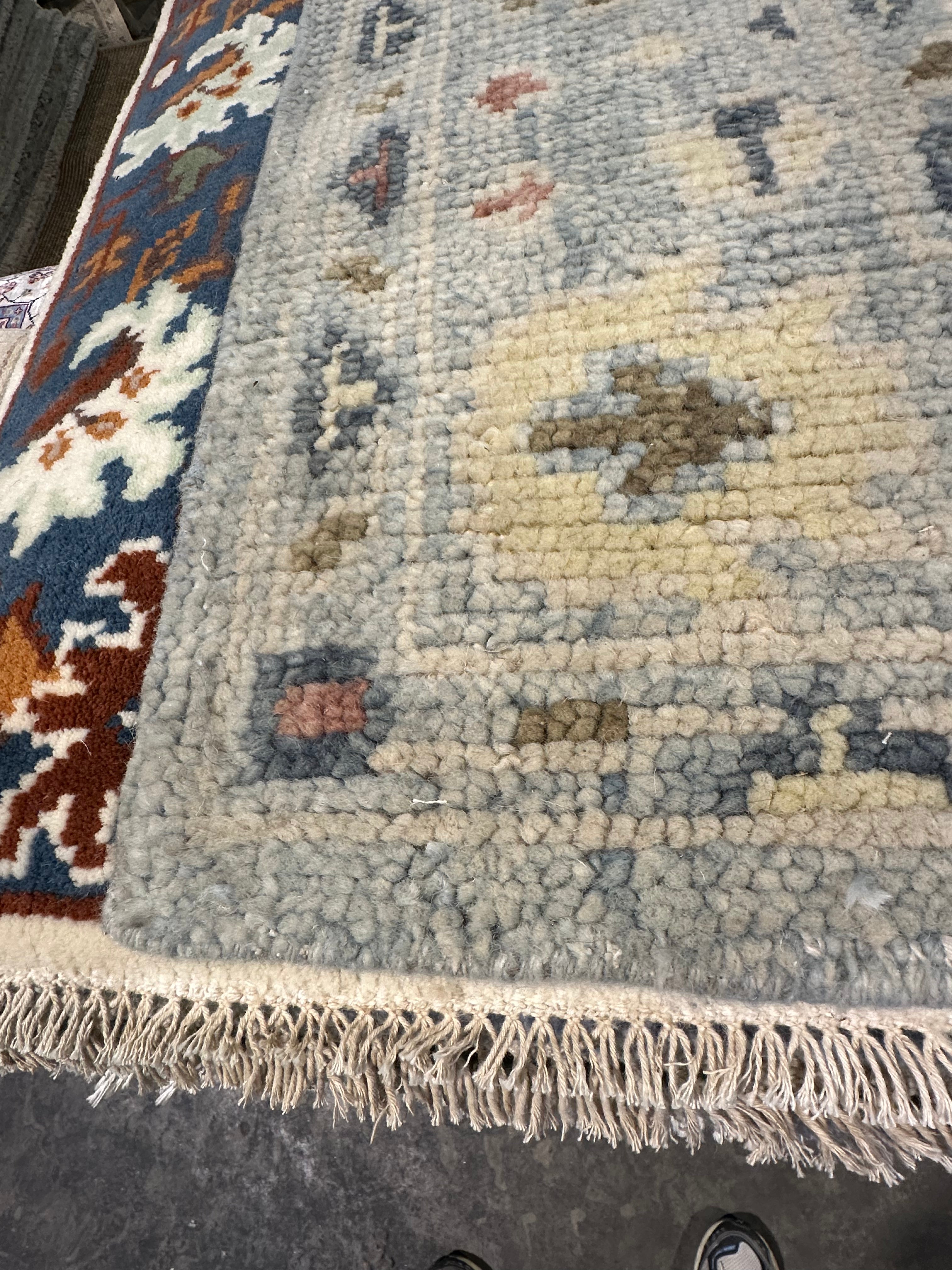 Martha Boyht 2.6x5 Light Blue Hand-Knotted Oushak Rug