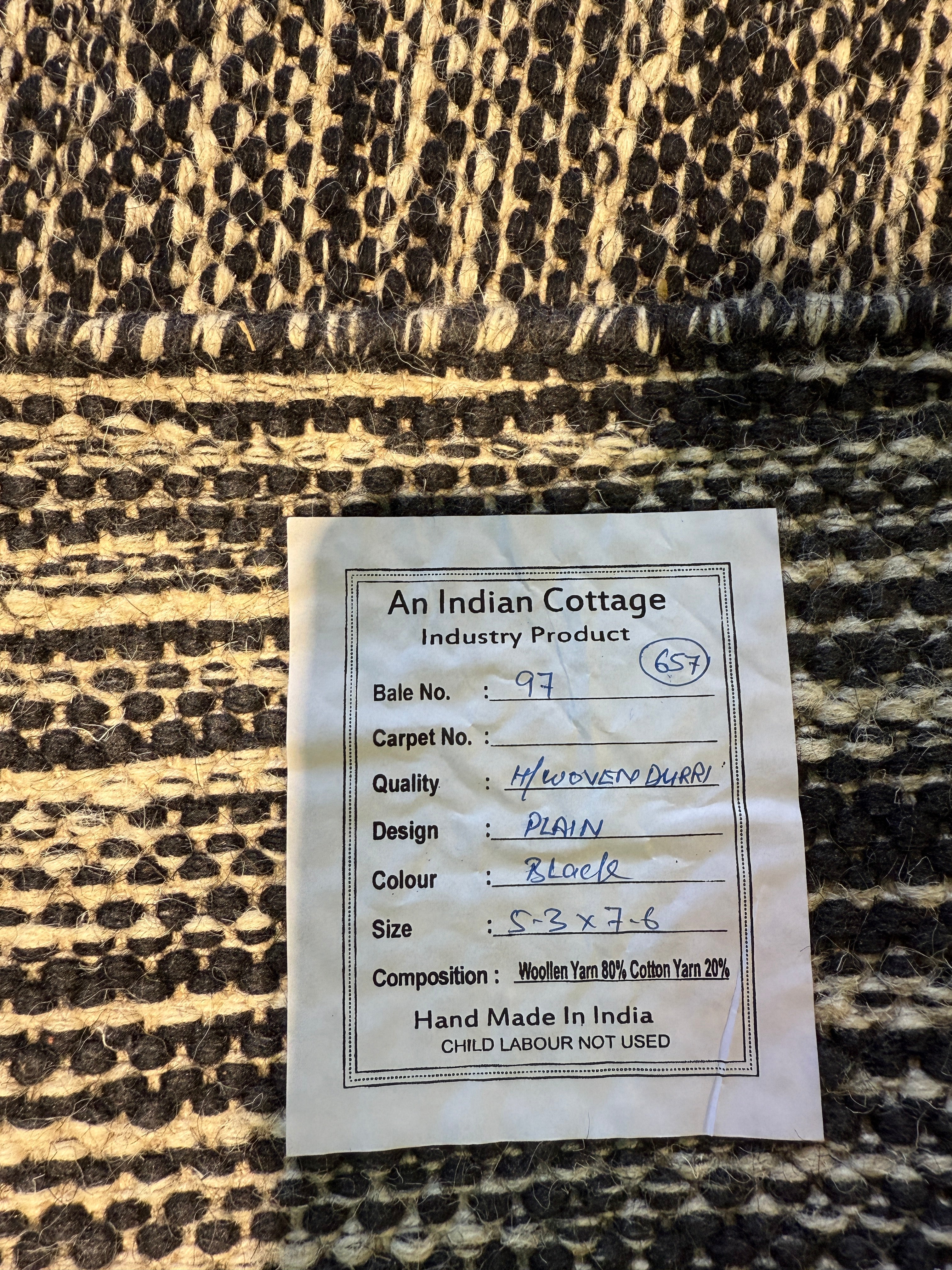 Aram 5.3x7.6 Handwoven Durrie Charcoal