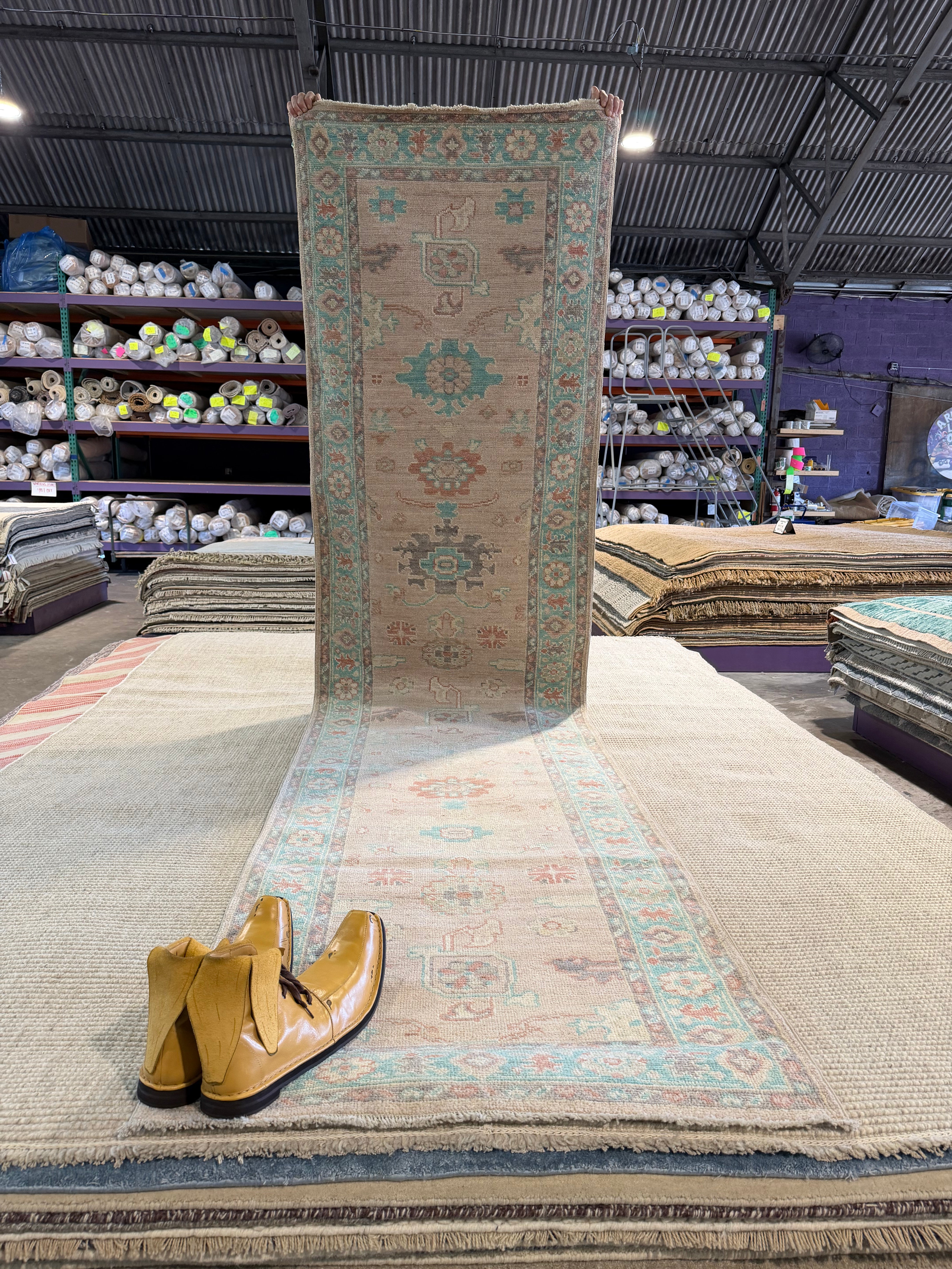 Kacie McIntosh 2.11x11.10 Pink Afghani Whitewashed Oushak Runner