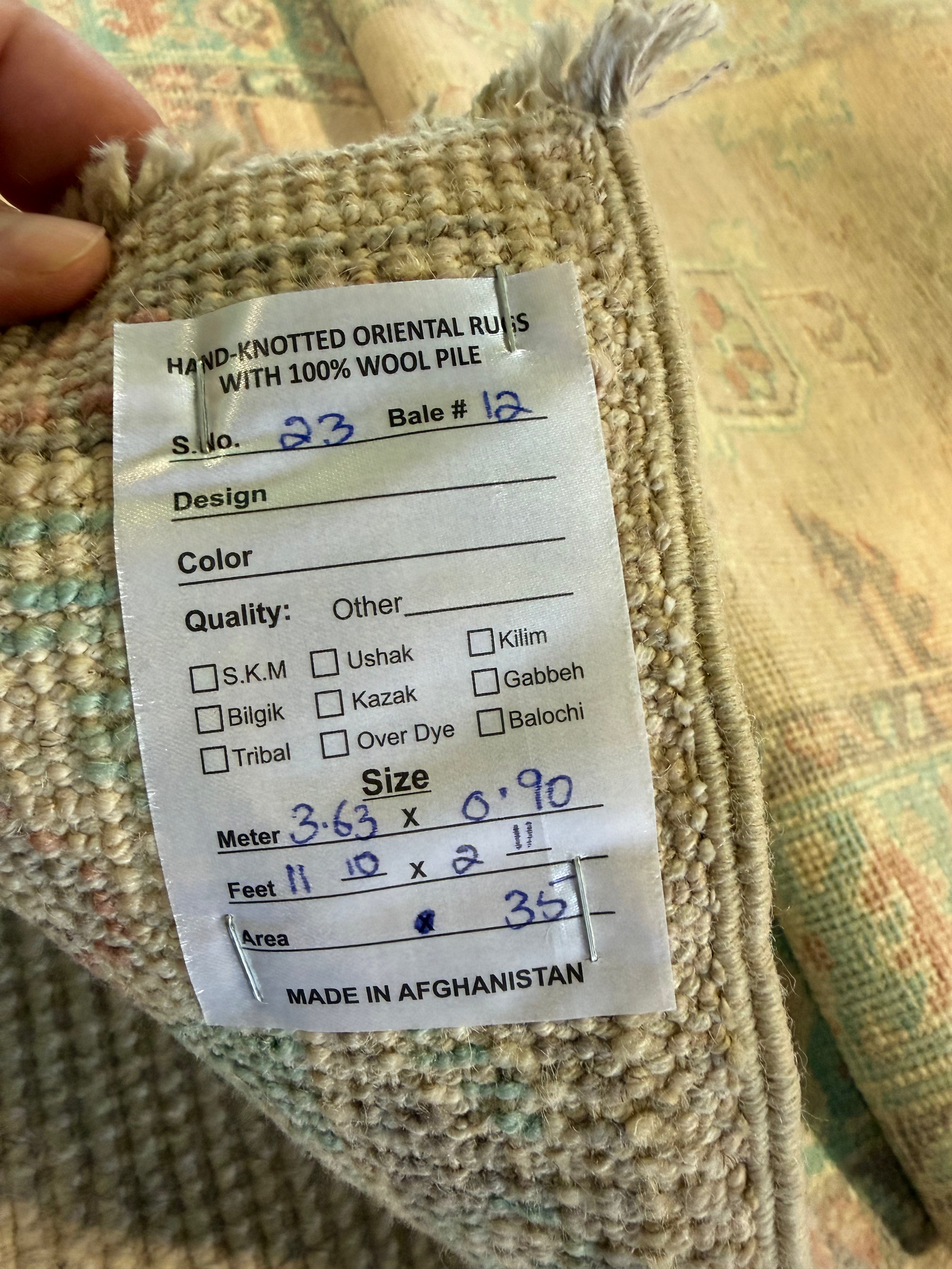 Kacie McIntosh 2.11x11.10 Pink Afghani Whitewashed Oushak Runner