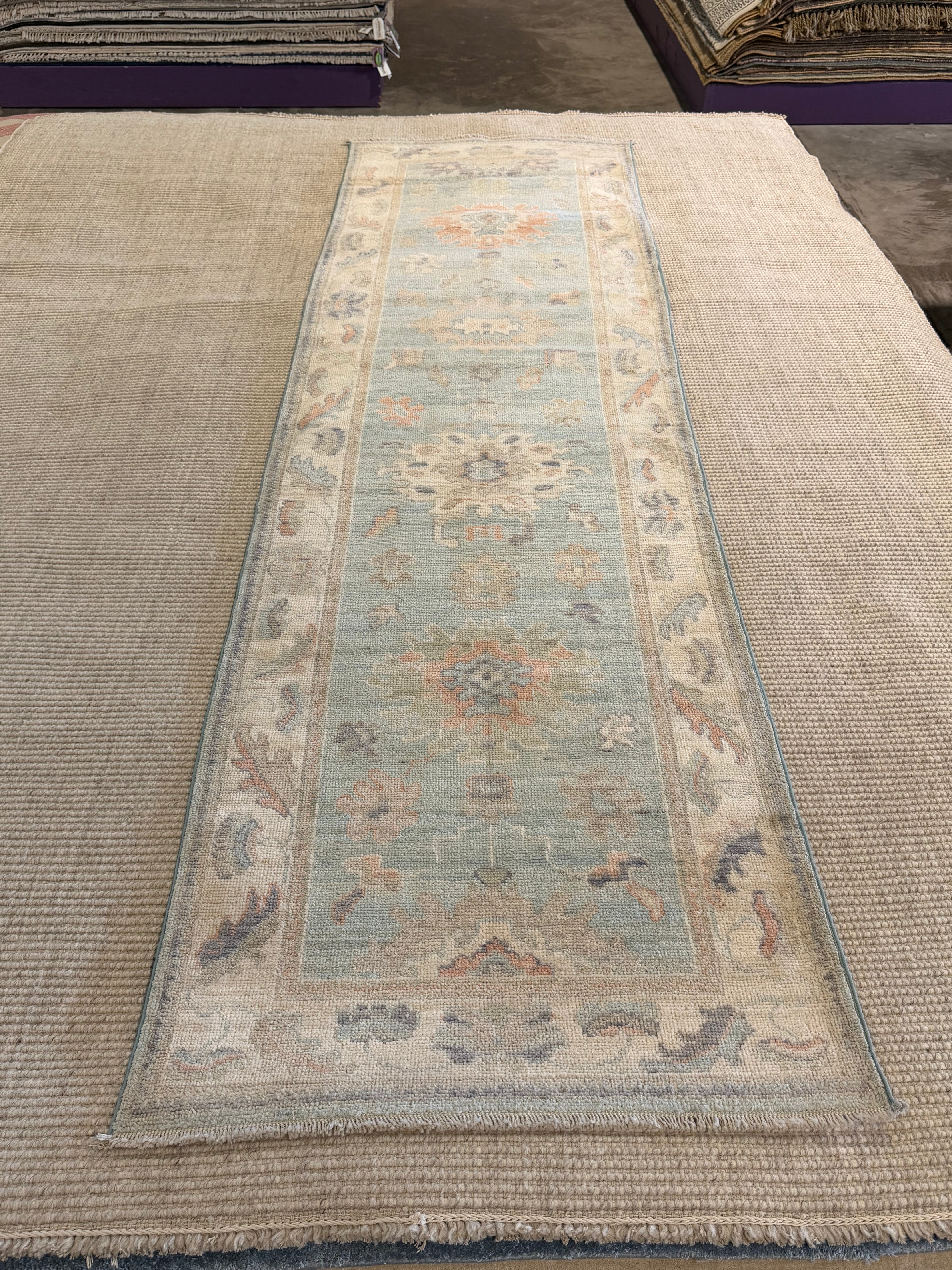 Madison Maidenberg 2.8x9.9 Blue Afghani Whitewashed Oushak Runner