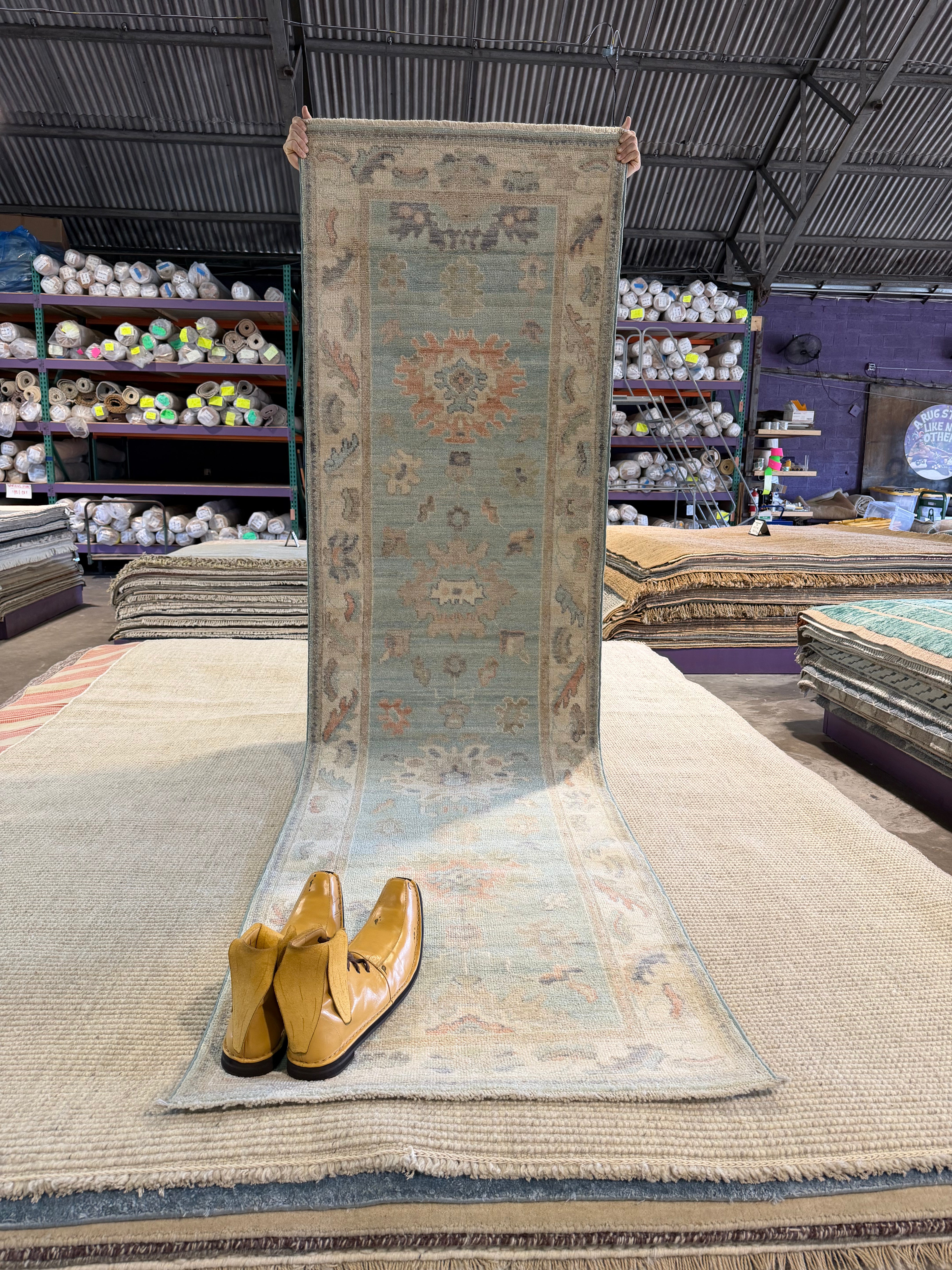 Madison Maidenberg 2.8x9.9 Blue Afghani Whitewashed Oushak Runner