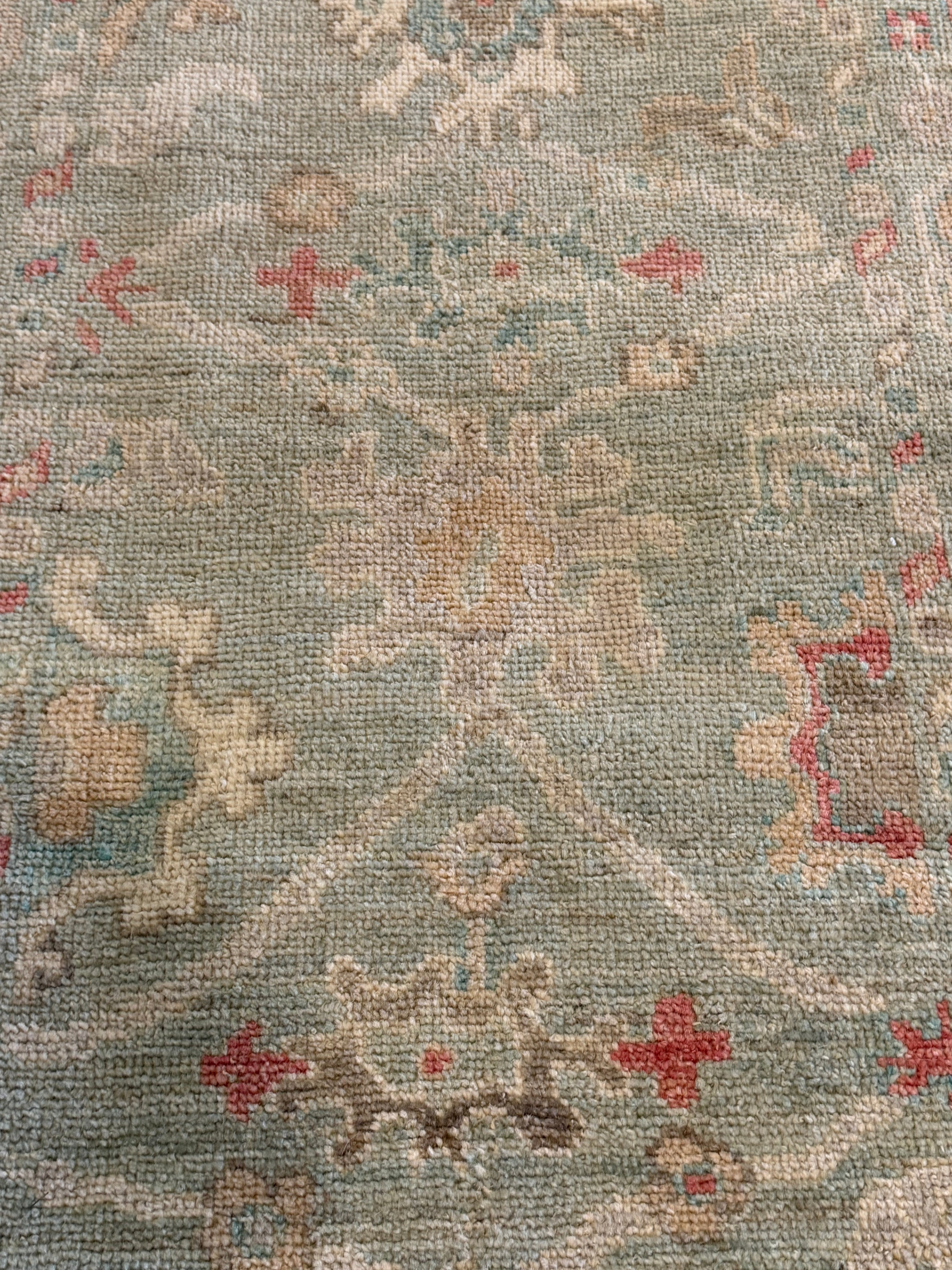 Annie Lancaster 2.9x7.10 Green Afghani Whitewashed Oushak Runner