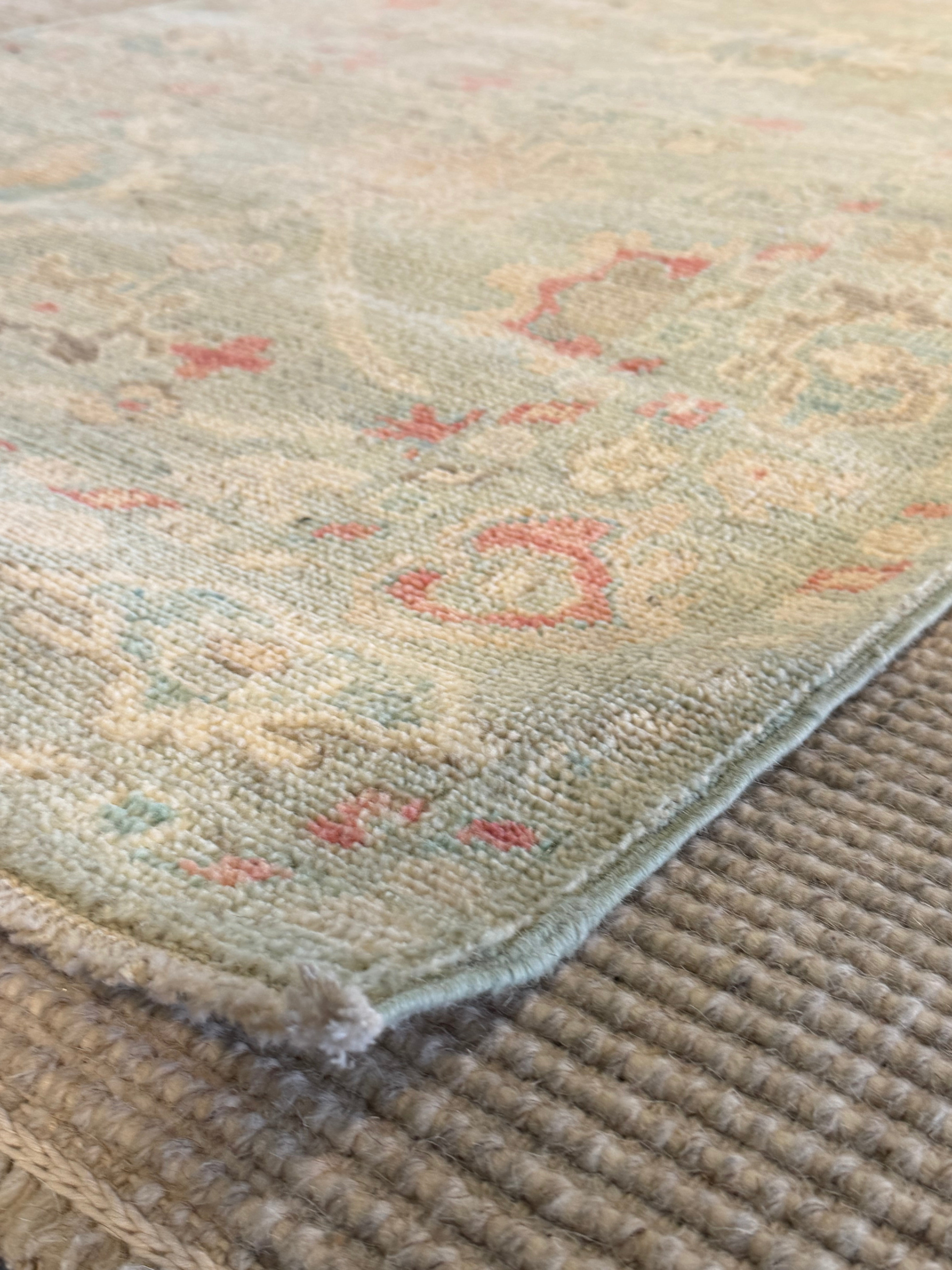 Annie Lancaster 2.9x7.10 Green Afghani Whitewashed Oushak Runner