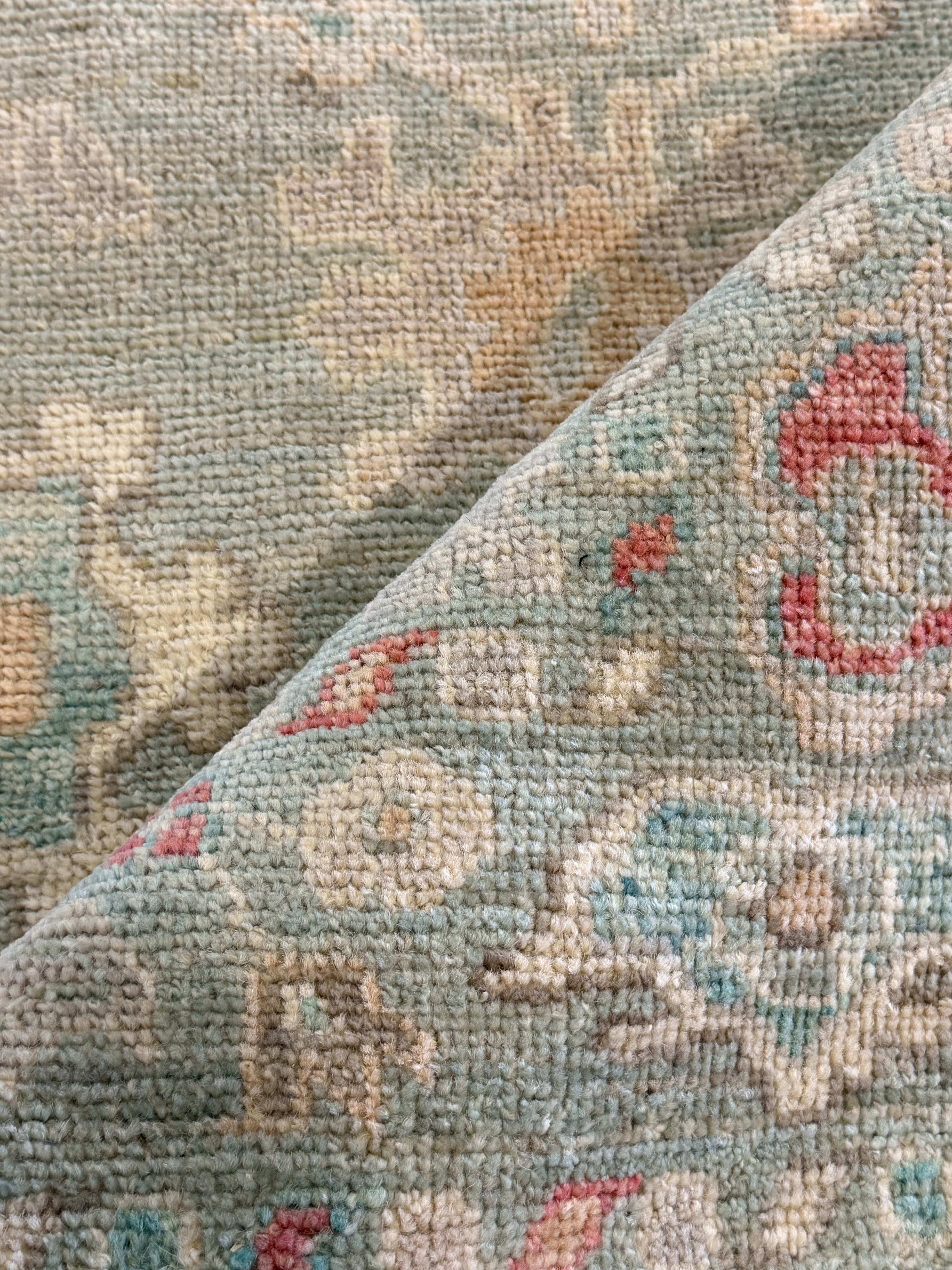 Annie Lancaster 2.9x7.10 Green Afghani Whitewashed Oushak Runner