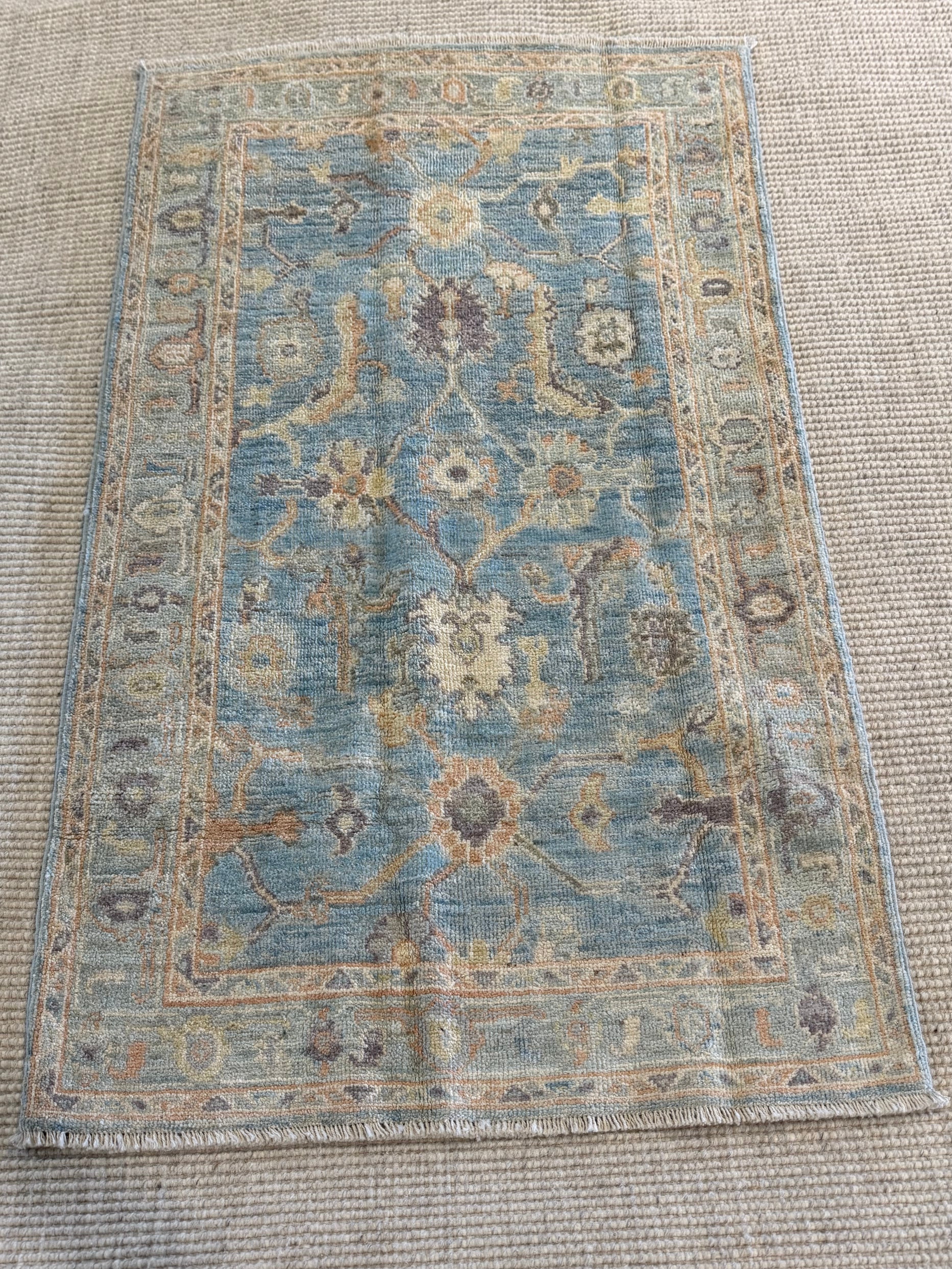 Kalybriah Haskin 2.10x5.2 Blue Afghani Whitewashed Oushak