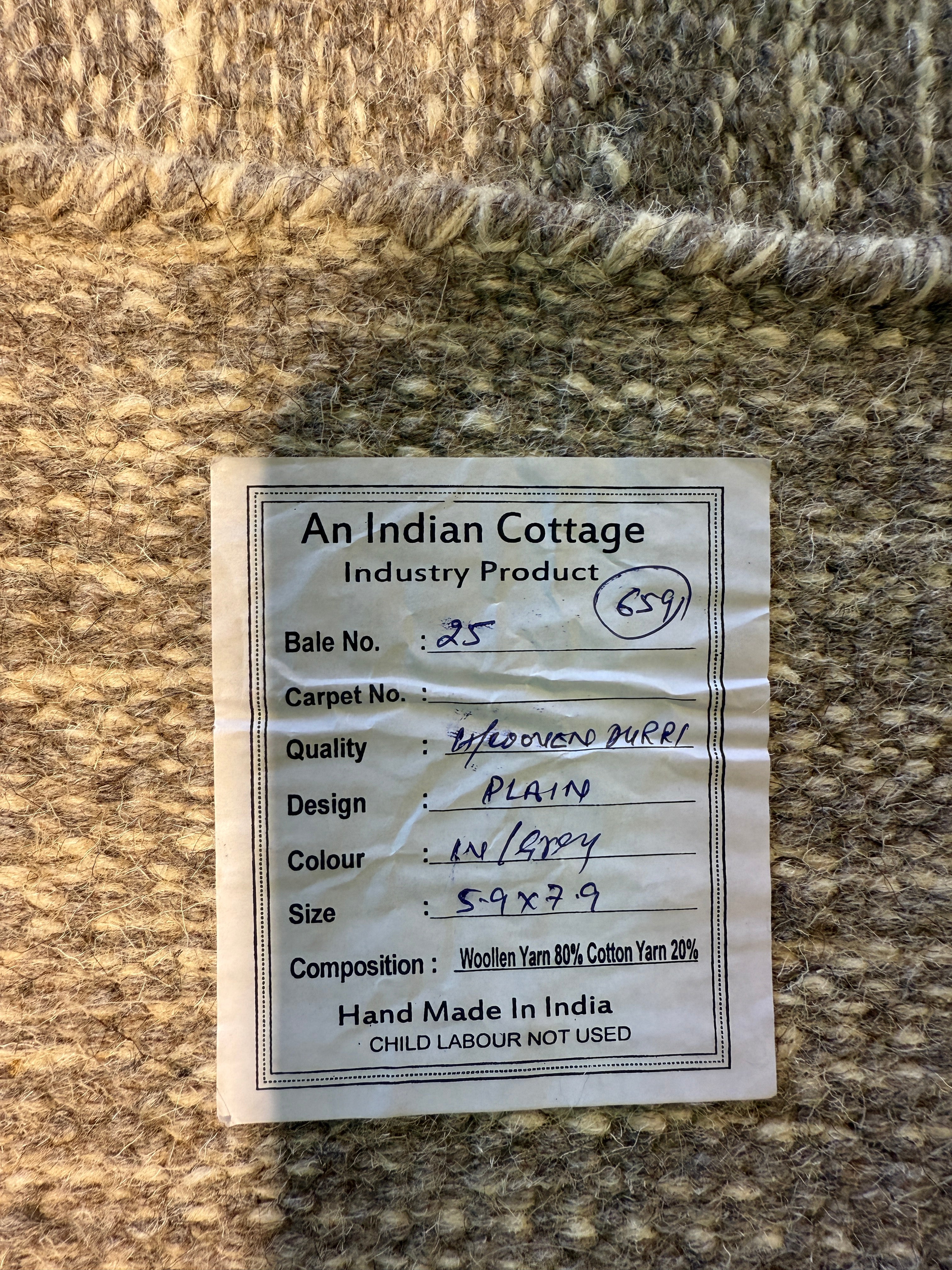 Christina 5.9x7.9 Handwoven Durrie Ivory and Grey