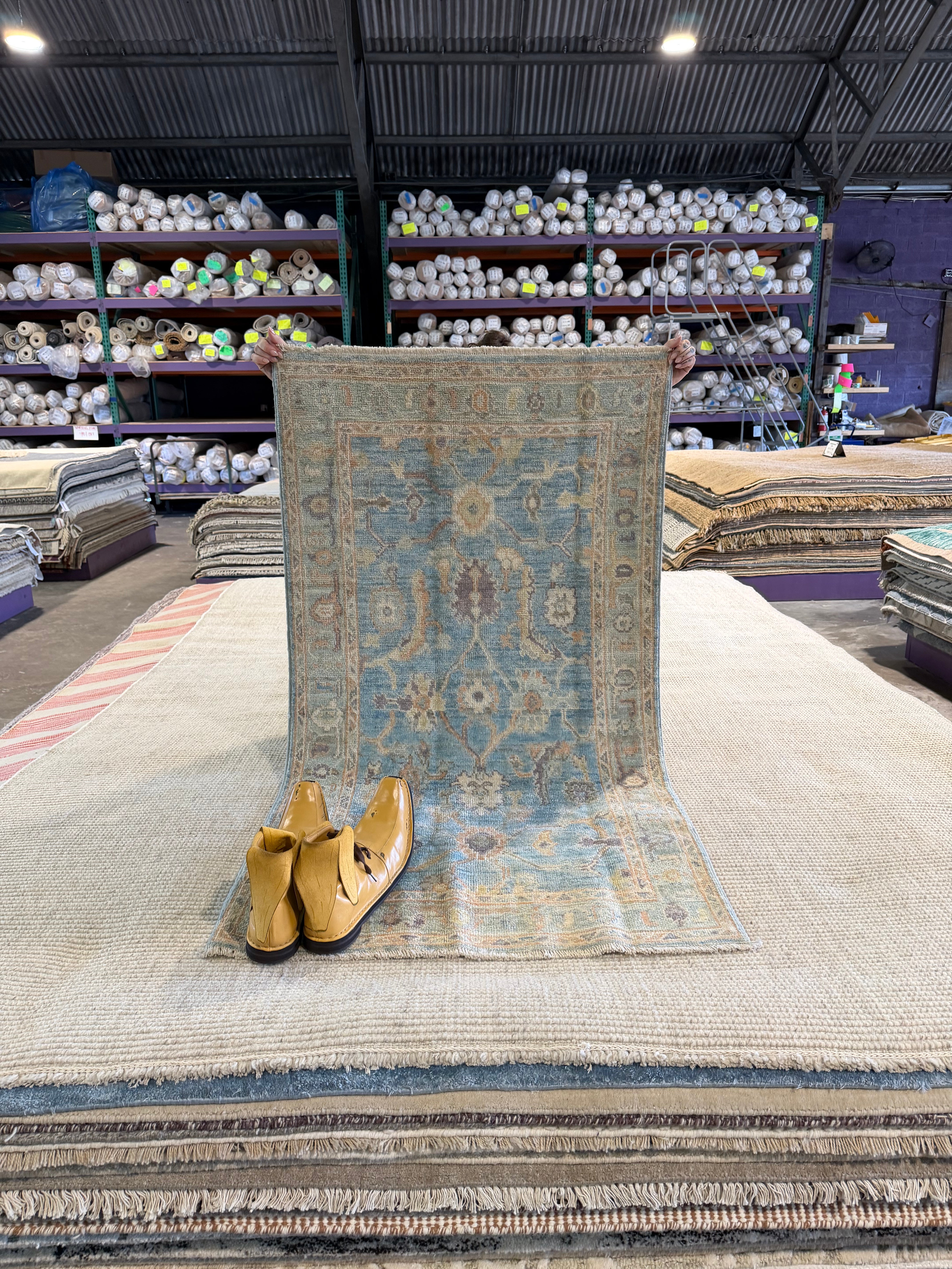 Kalybriah Haskin 2.10x5.2 Blue Afghani Whitewashed Oushak