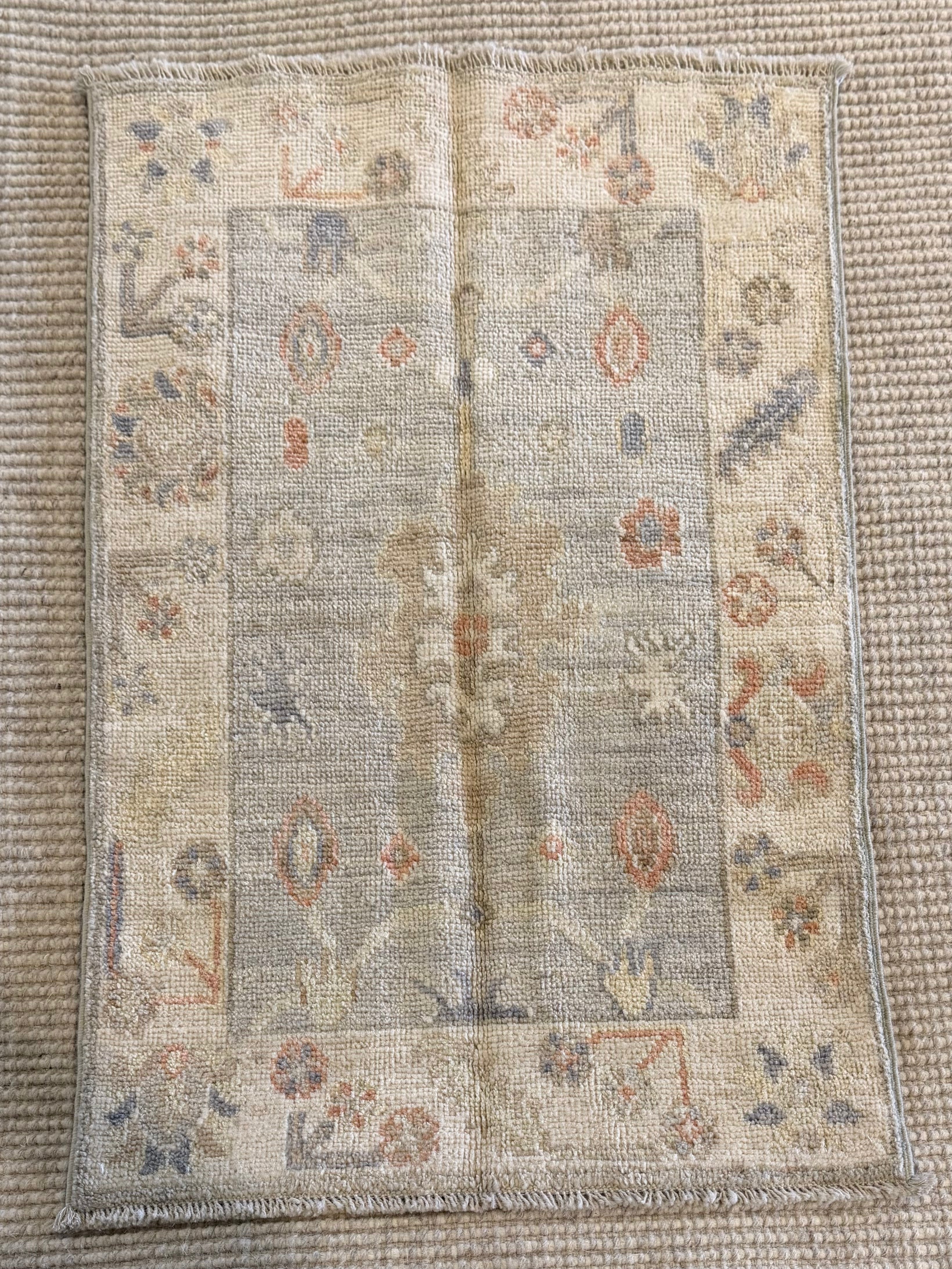 Amber Morrison 1.11x3.1 Blue Afghani Whitewashed Oushak