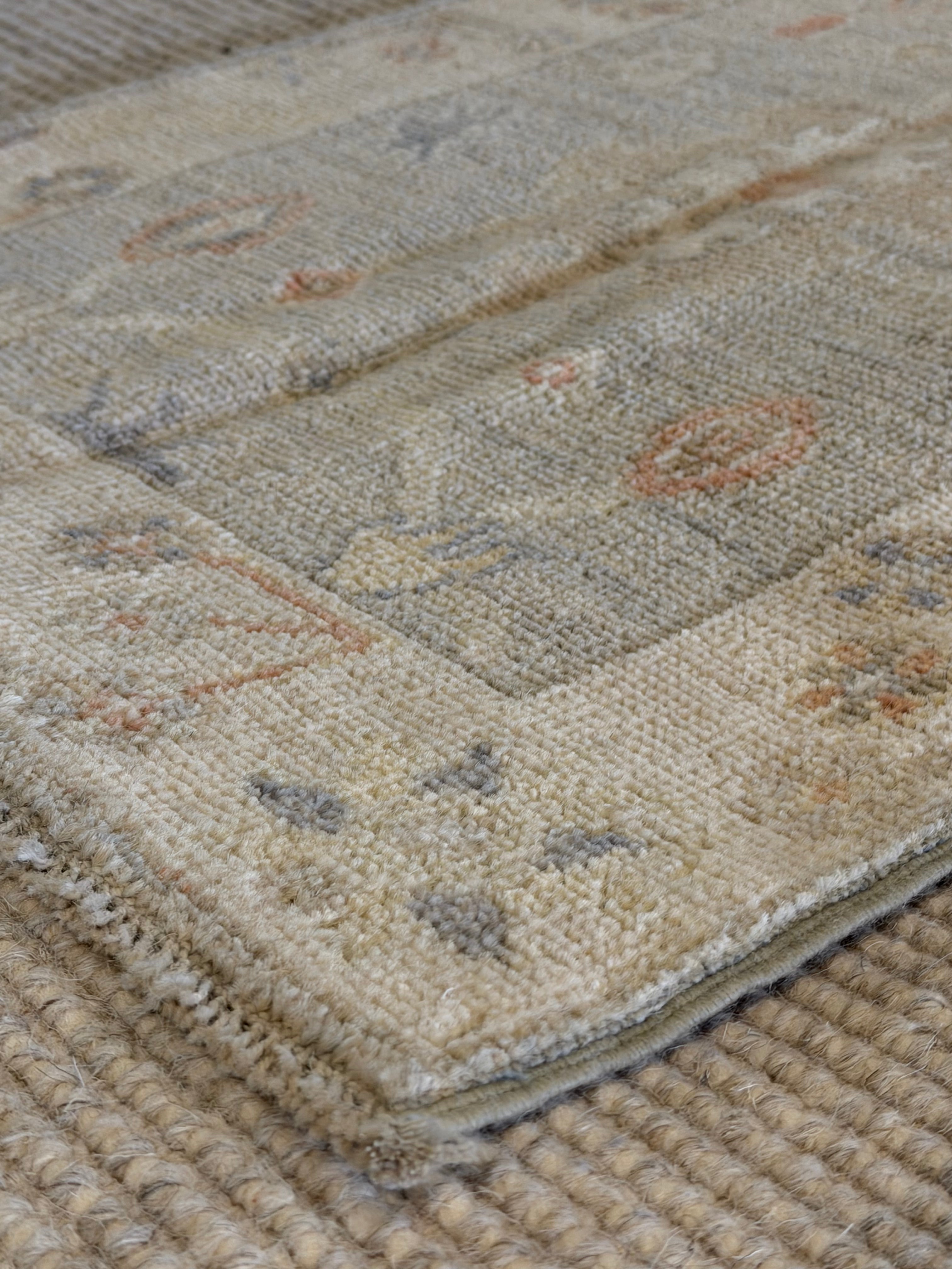 Amber Morrison 1.11x3.1 Blue Afghani Whitewashed Oushak