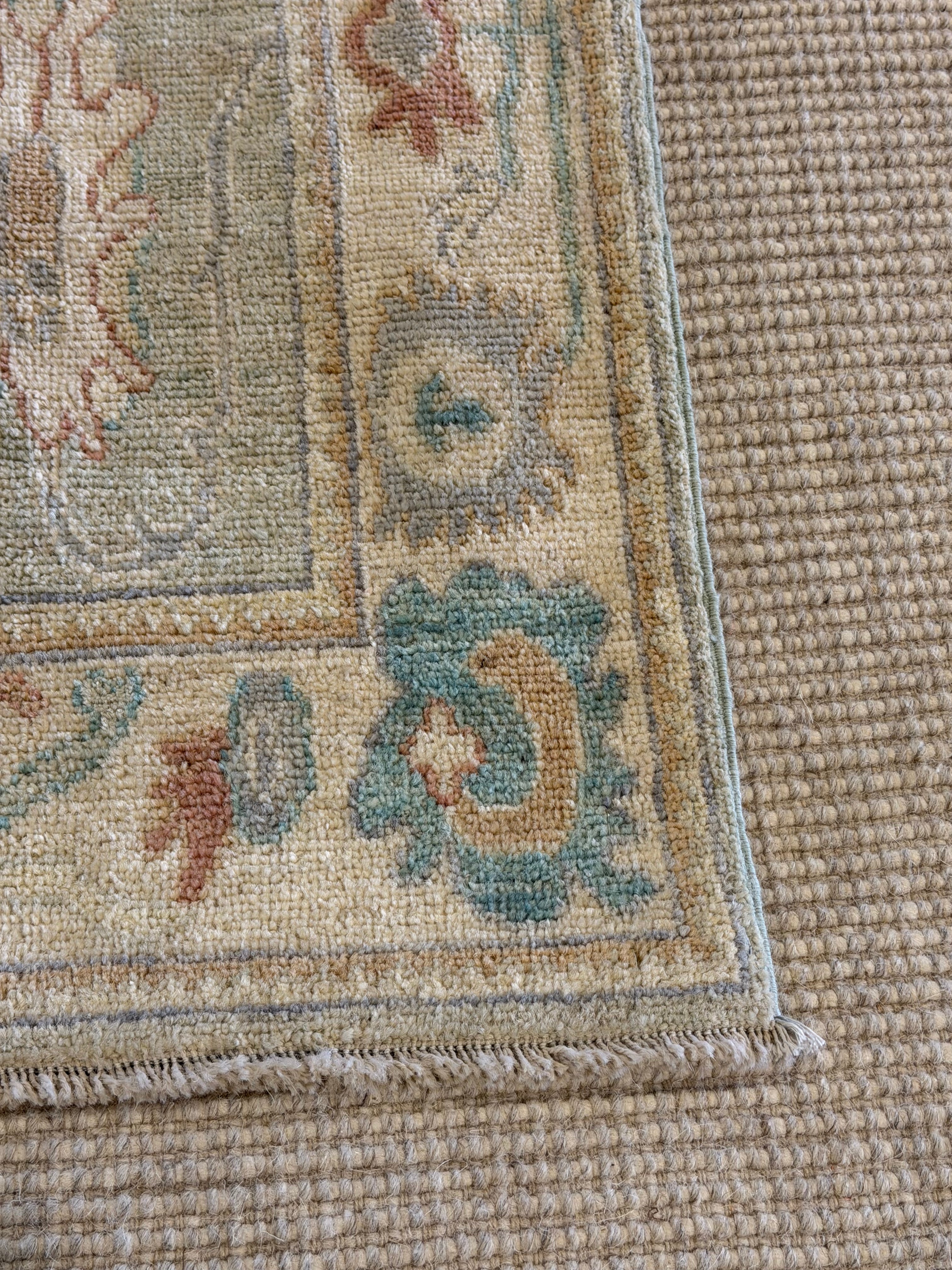 Jennifer Underwood 2.6x4.2 Green Afghani Whitewashed Oushak