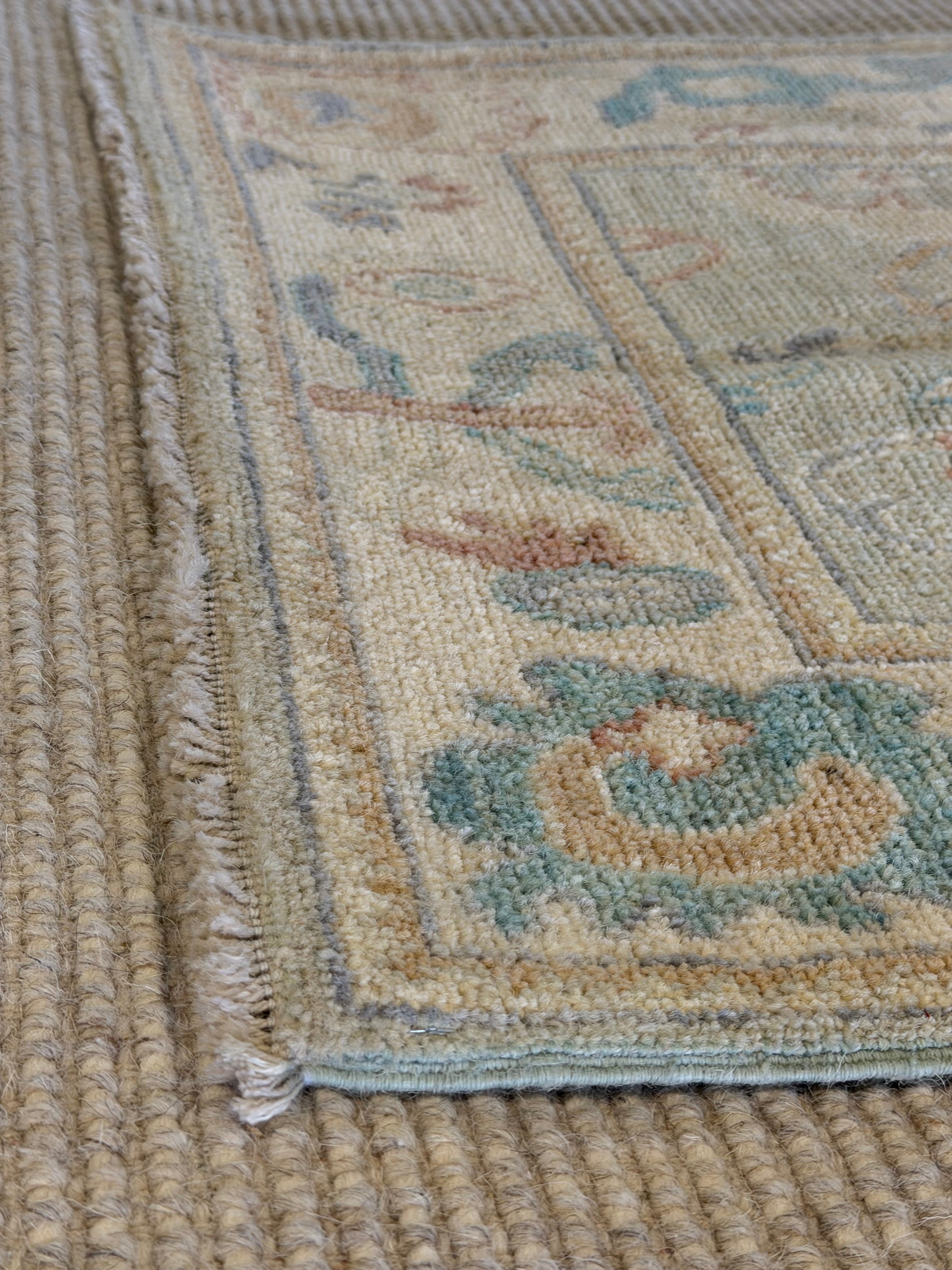 Jennifer Underwood 2.6x4.2 Green Afghani Whitewashed Oushak