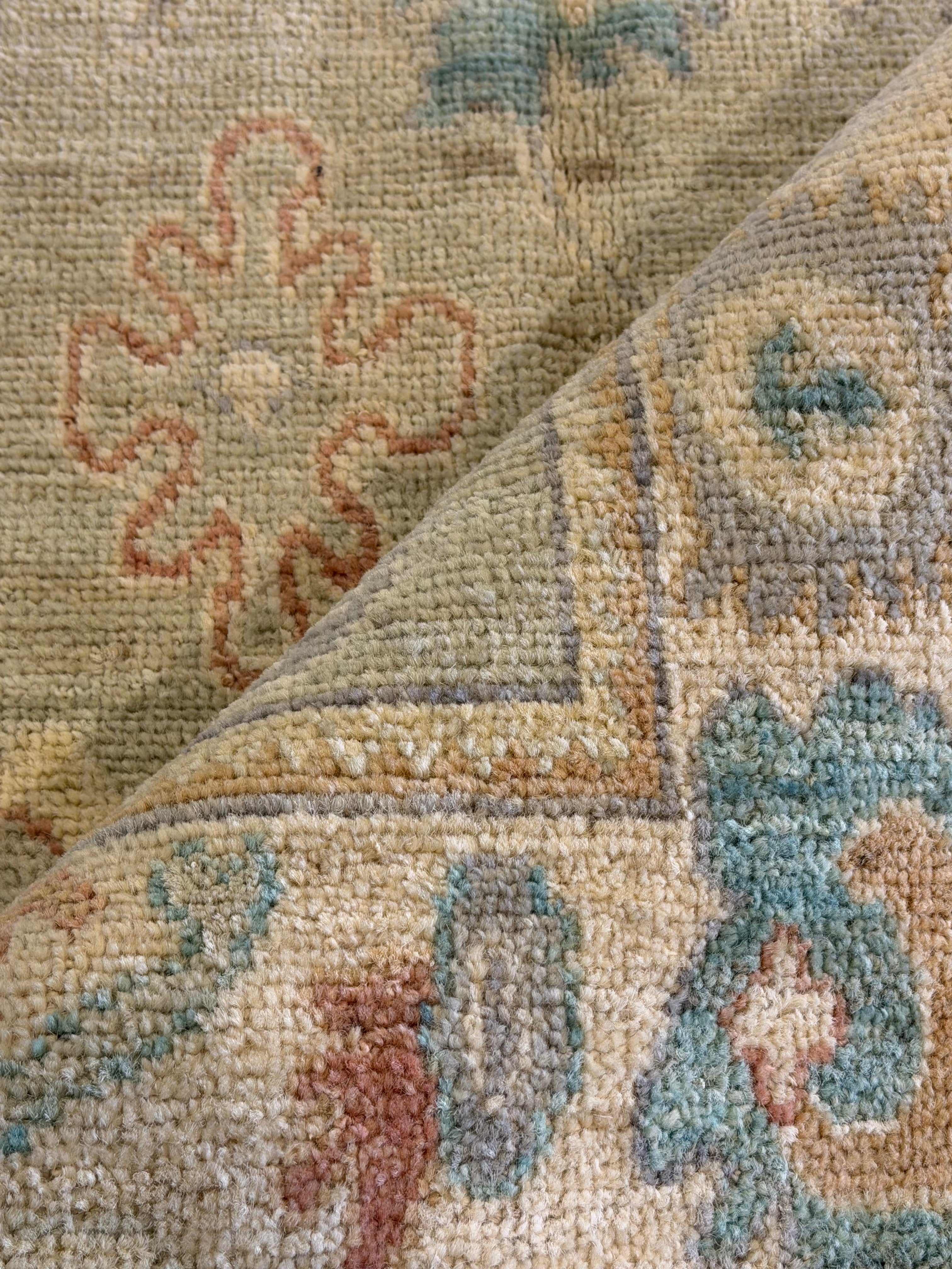 Jennifer Underwood 2.6x4.2 Green Afghani Whitewashed Oushak