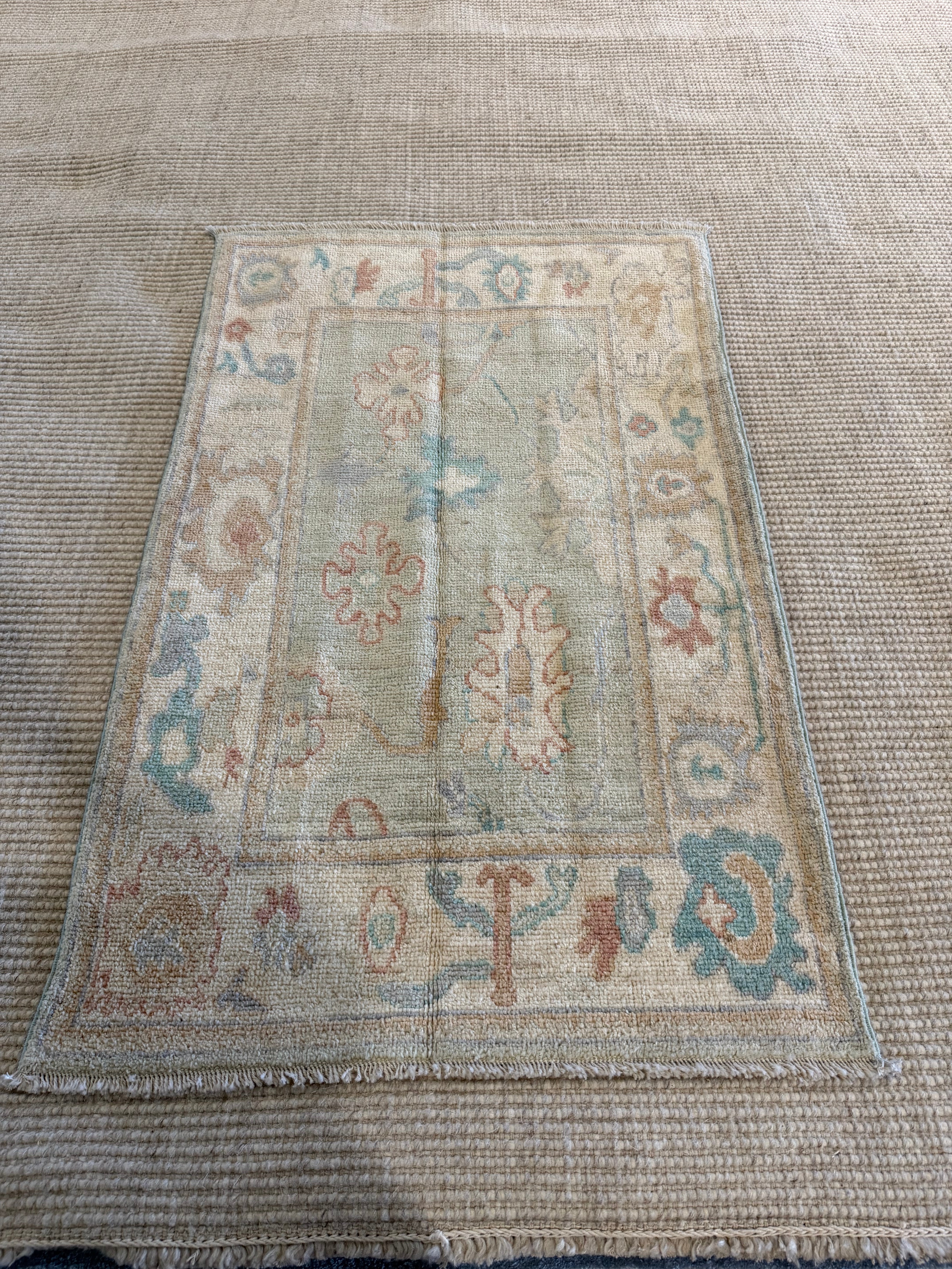 Rosalyn Ransaw 2.7x4.1 Green Afghani Whitewashed Oushak