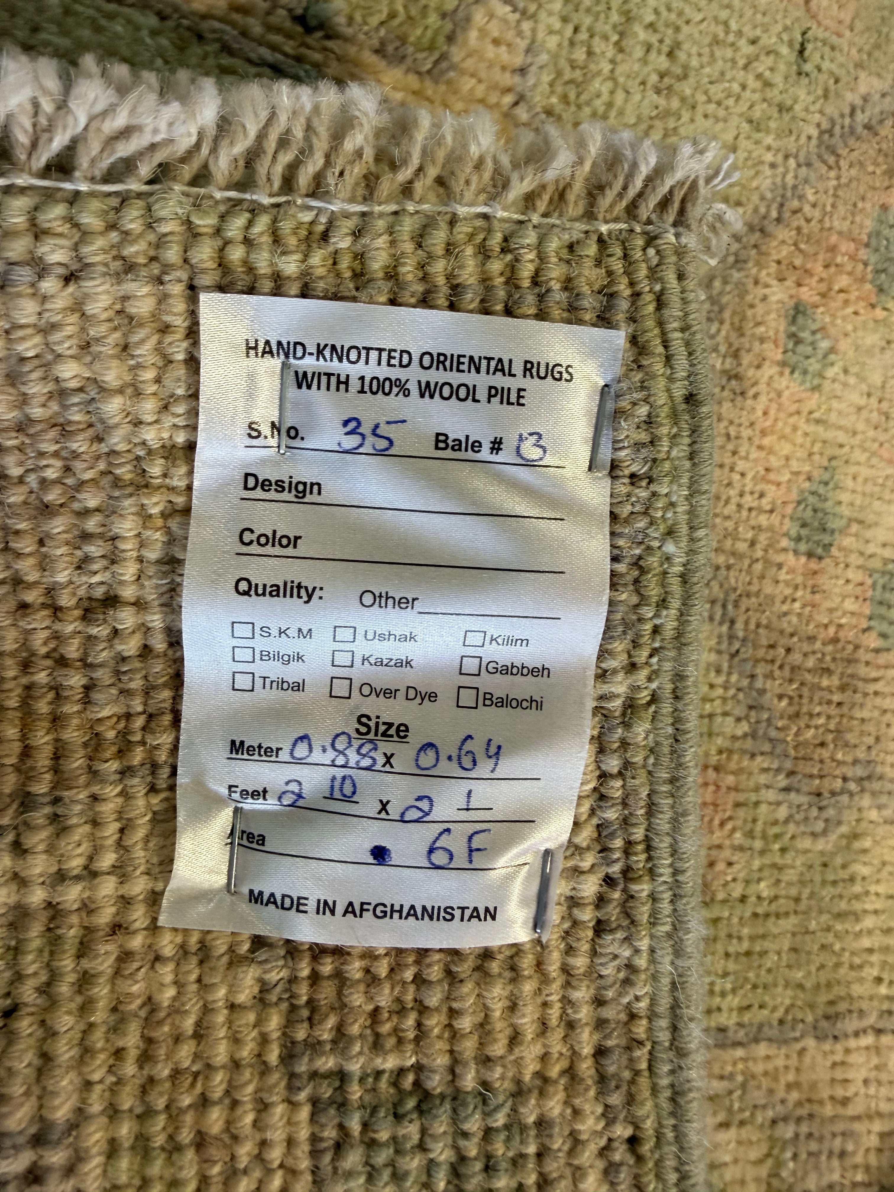 Emma Betsinger 2.1x2.10 Green Afghani Whitewashed Oushak