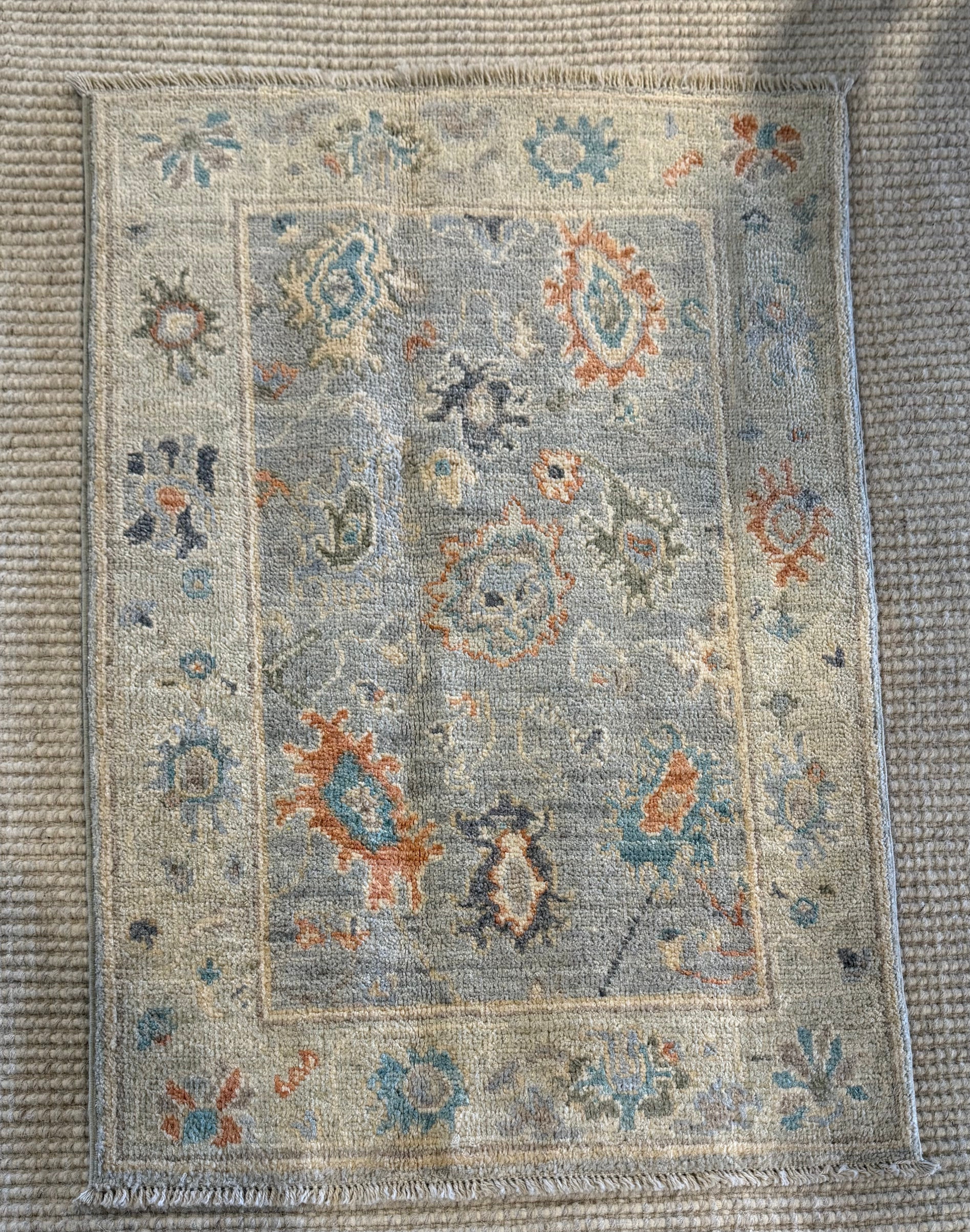 Jessica Barrett 1.11x2.11 Blue Afghani Whitewashed Oushak