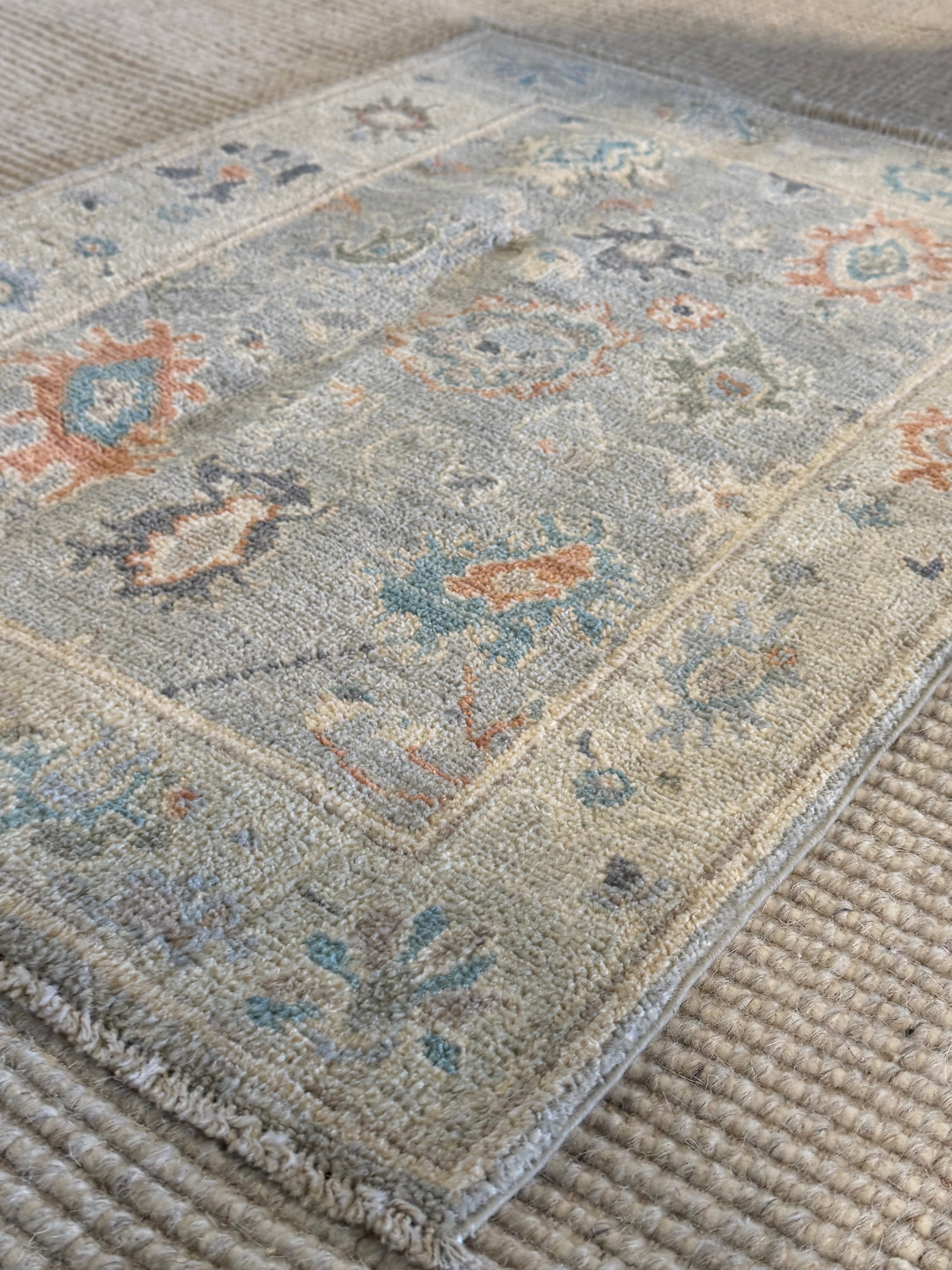 Jessica Barrett 1.11x2.11 Blue Afghani Whitewashed Oushak