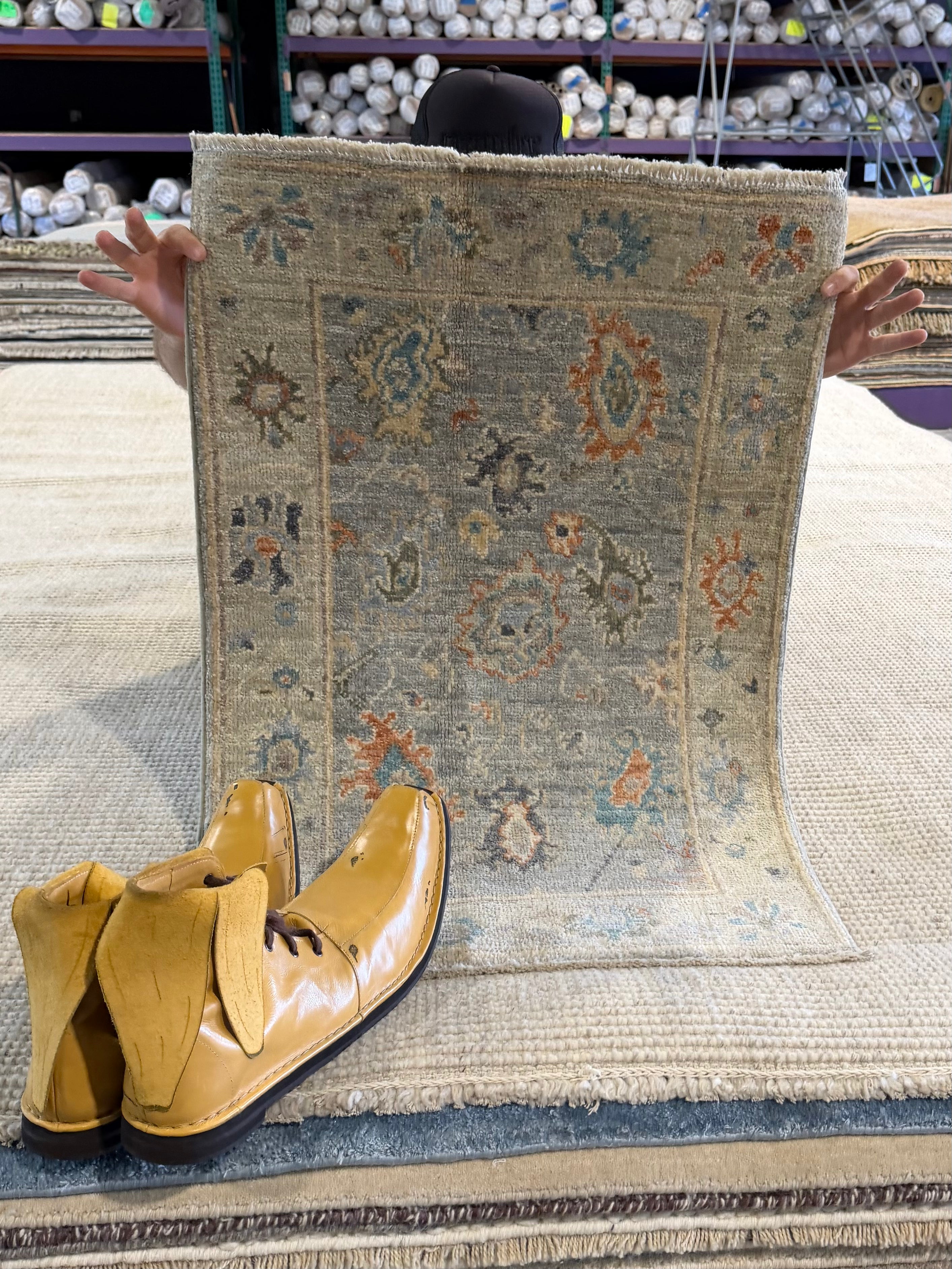 Jessica Barrett 1.11x2.11 Blue Afghani Whitewashed Oushak