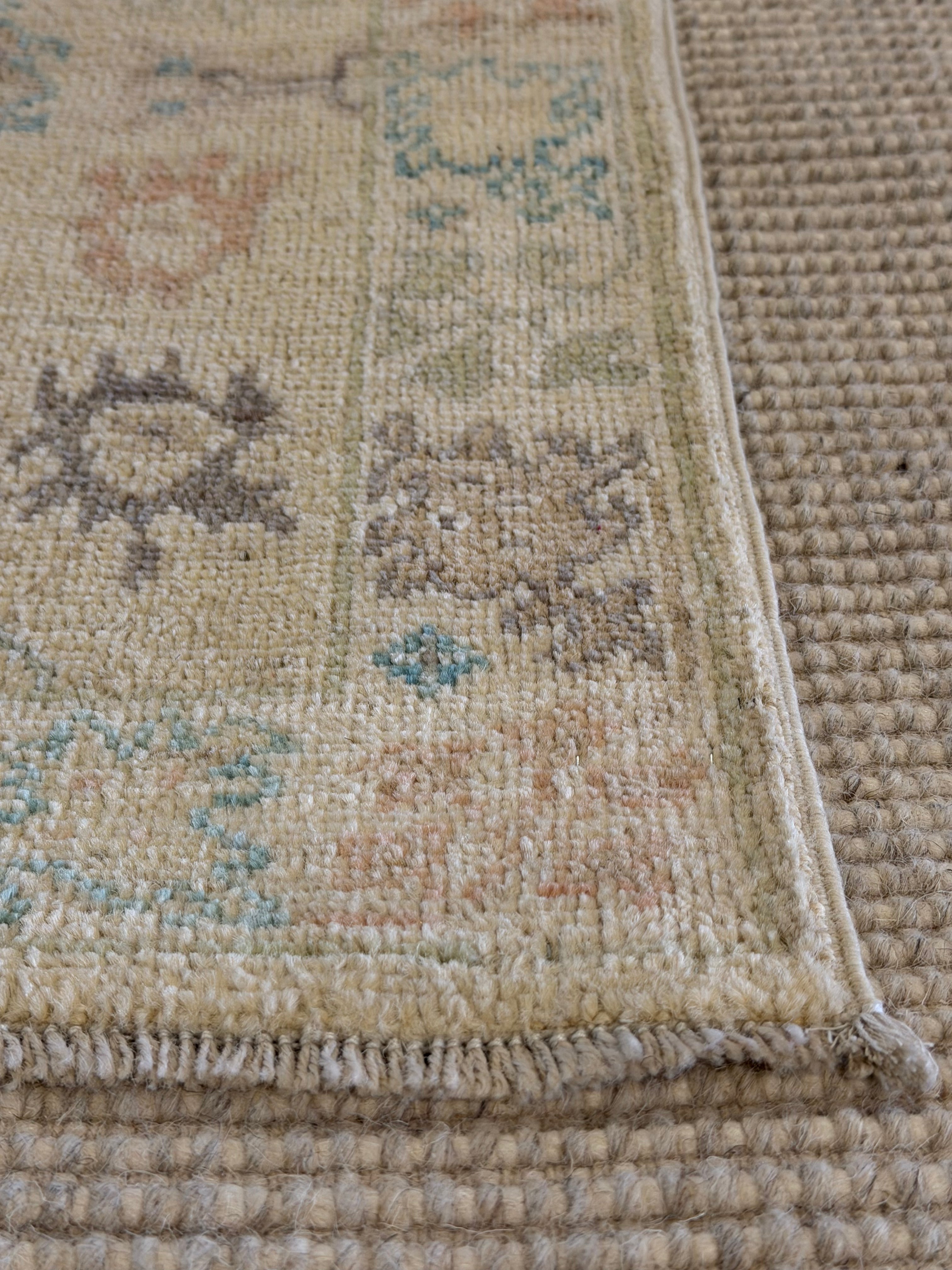 Brittany S. 1.11x2.9 Beige Afghani Whitewashed Oushak