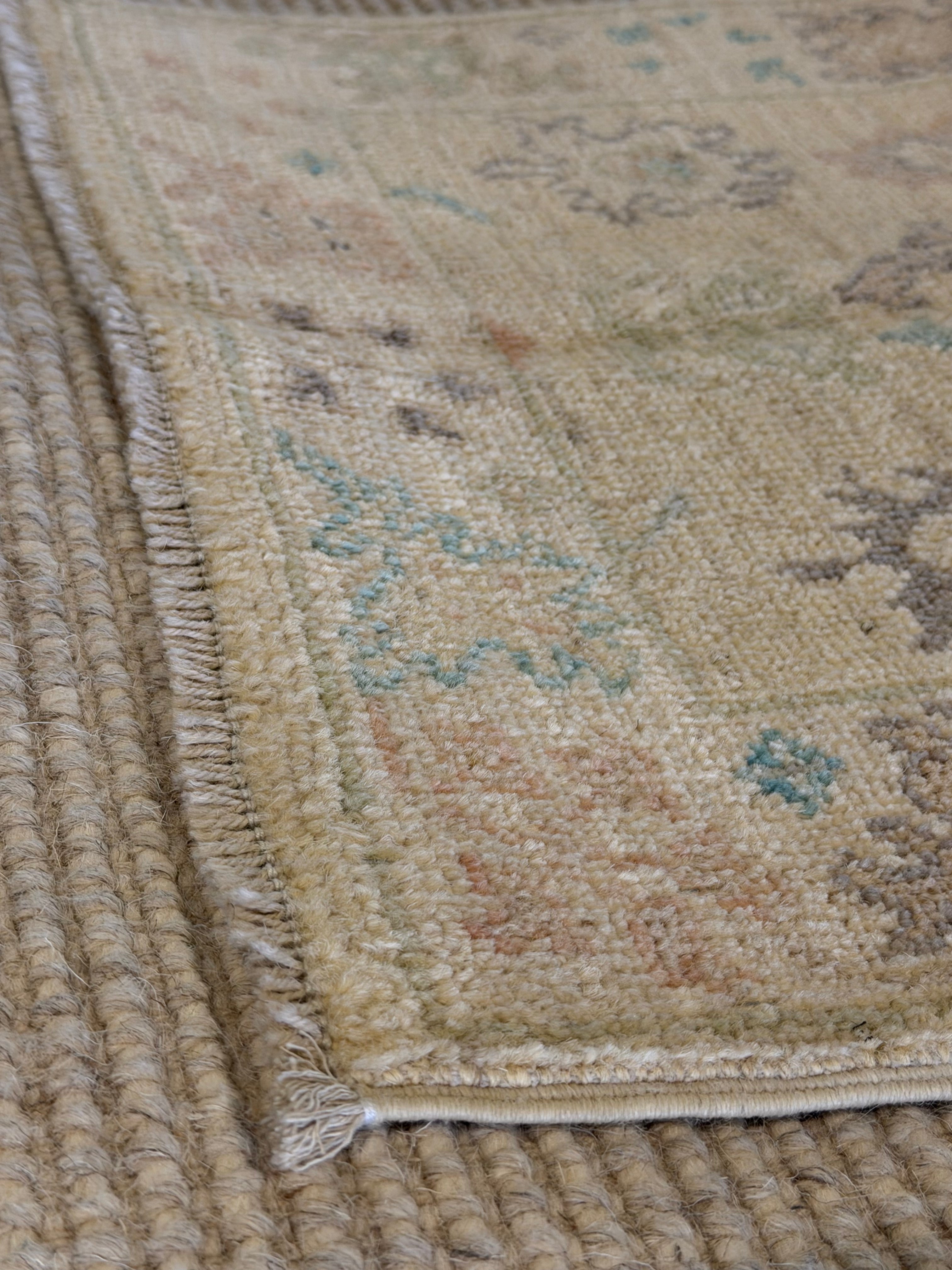 Brittany S. 1.11x2.9 Beige Afghani Whitewashed Oushak