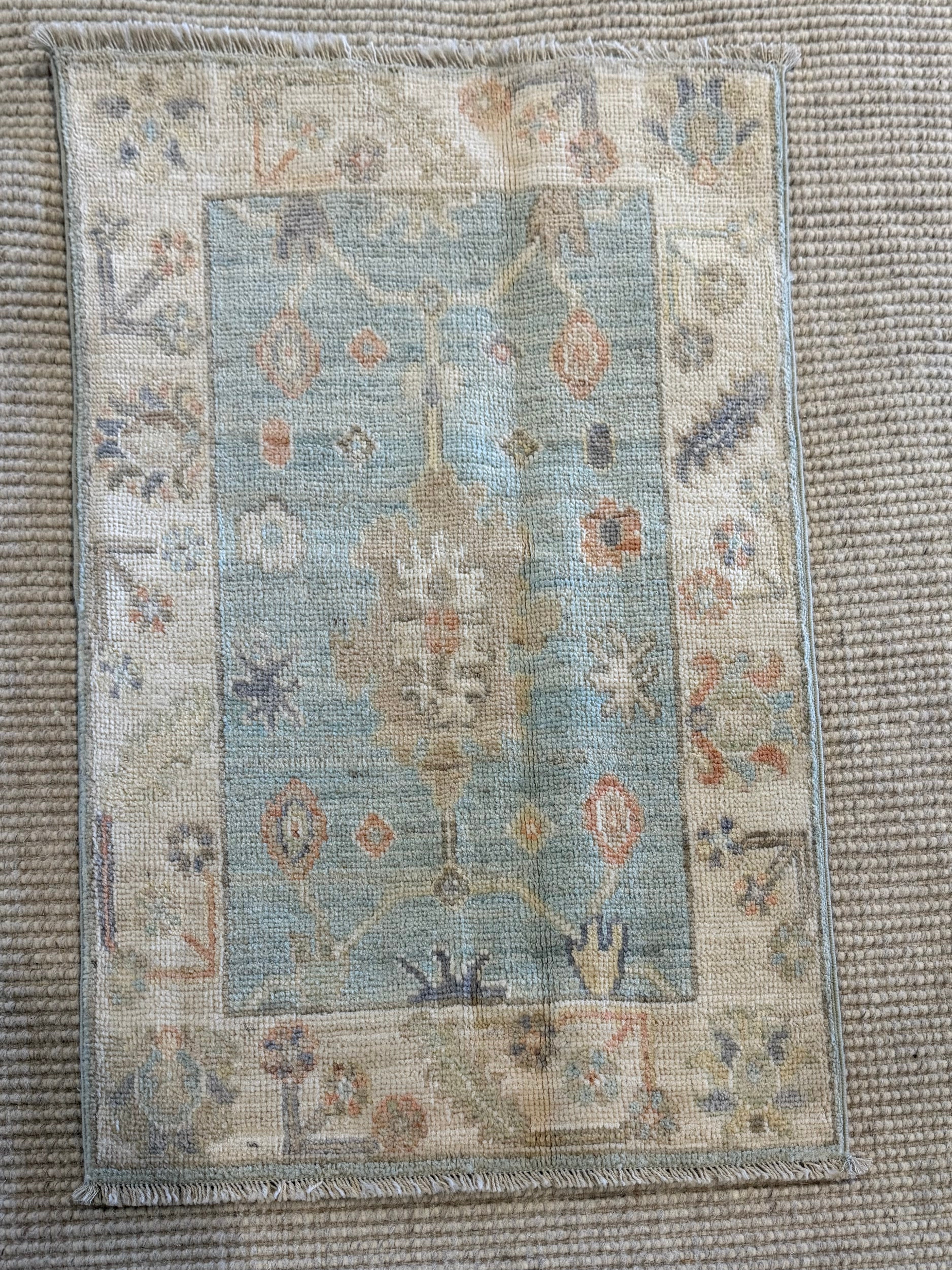 Bri McNees 1.11x3.1 Blue Afghani Whitewashed Oushak